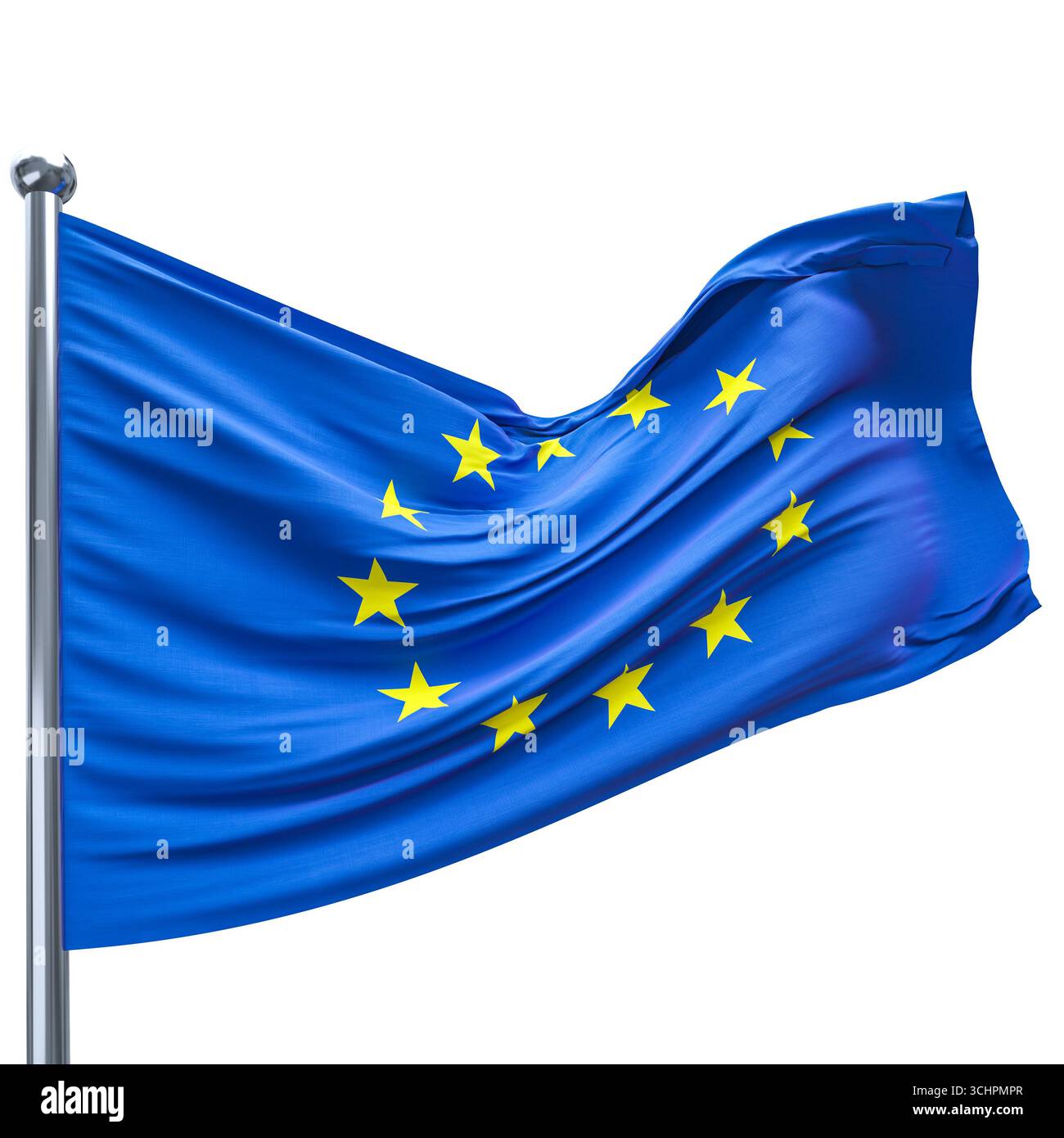 3d drapeau de l'union européenne ondulant fond transparent Banque D'Images