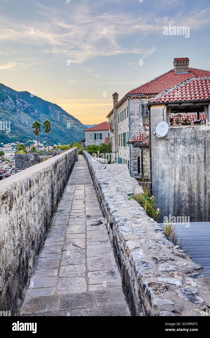 Mur de fortification entourant la ville médiévale de Kotor contenant des remparts, des tours, des citadelles et un vieux fort, Kotor, Monténégro, Europe Banque D'Images Mur de fortification entourant la ville médiévale de Kotor contenant des remparts, des tours, des citadelles et un vieux fort, Kotor, Monténégro, Europe Banque D'Images