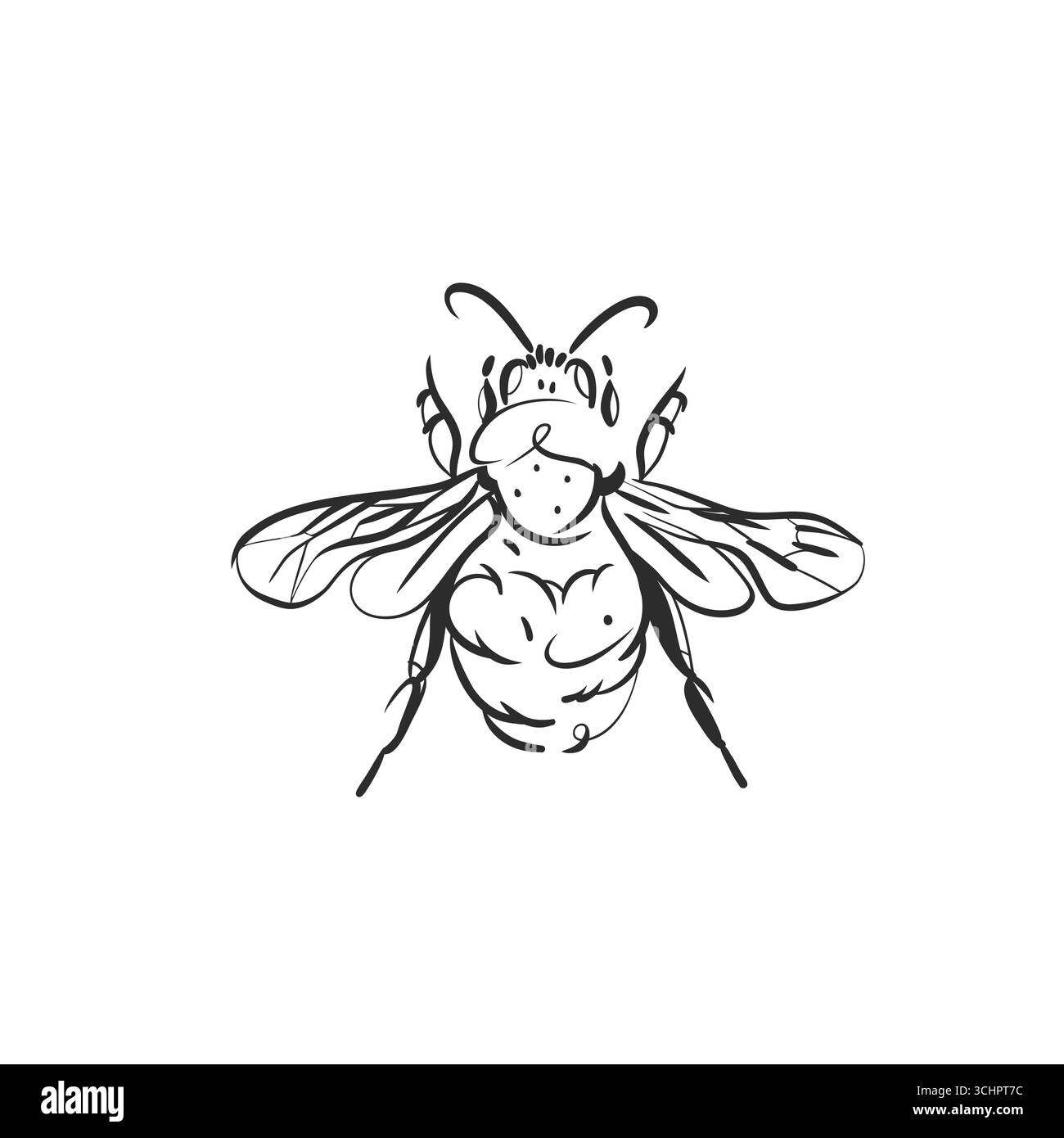 Collection d'illustration graphique vectorielle abstraite dessinée à la main avec mignon, stylisé abeille miel insecte bug.Trendy Modern Wild nature design concept sketch Illustration de Vecteur