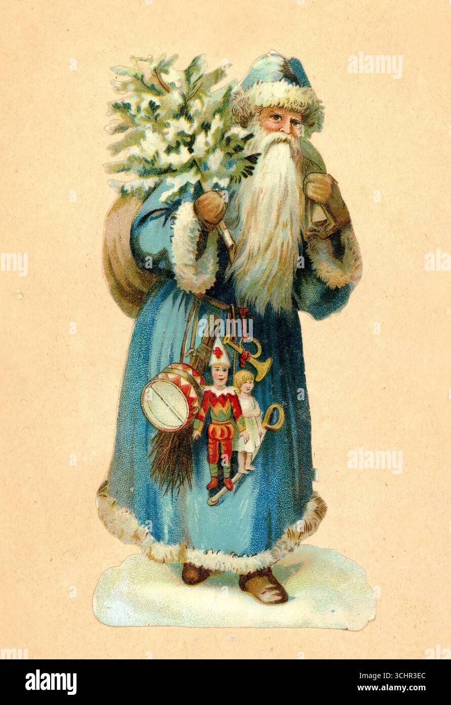 Ornement De Noël Ancien – Fillette En Papier Style Chromo – Vintage