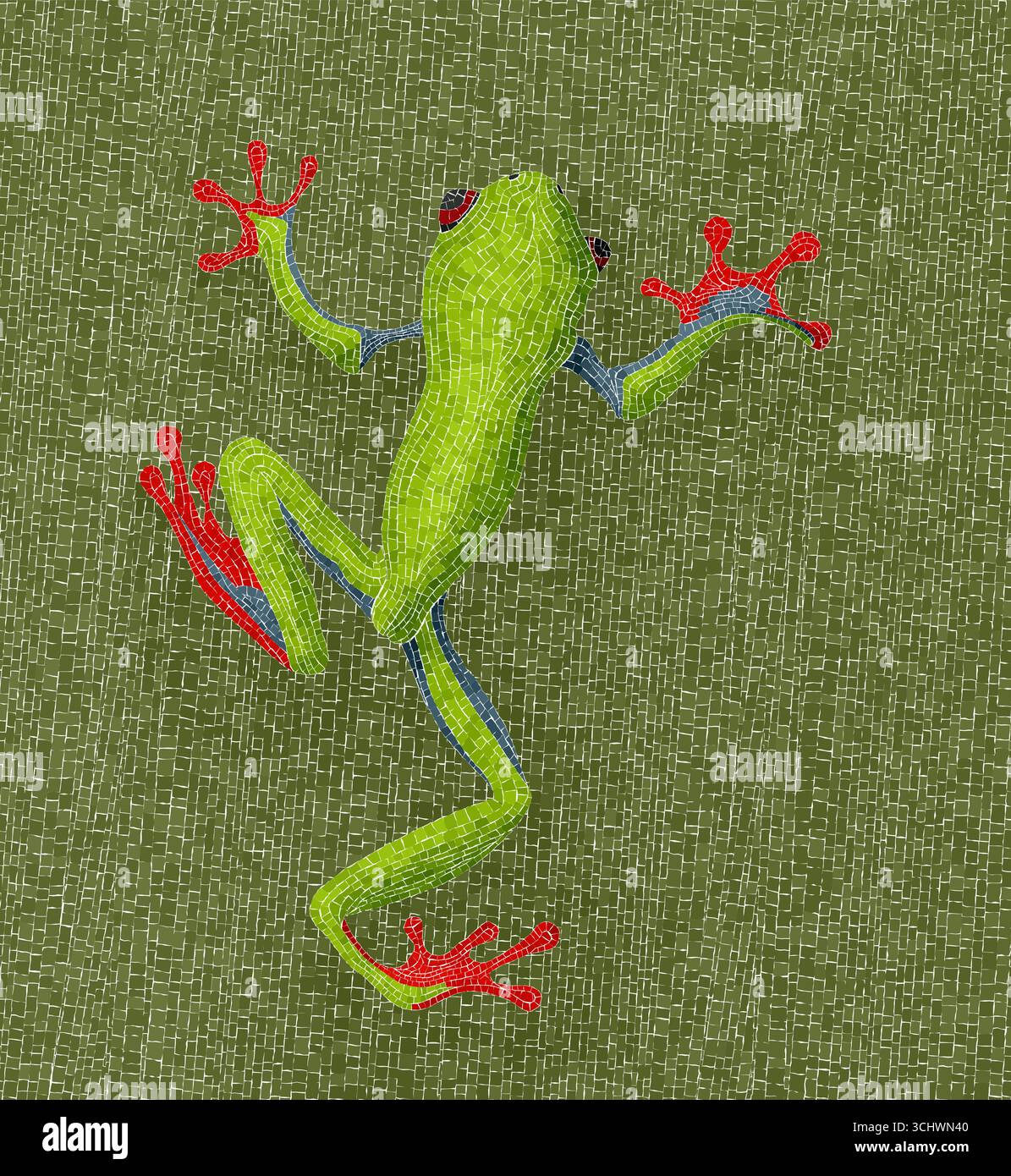 Mosaïque de grenouille d'arbre d'yeux rouges, illustrations graphiques vectorielles Illustration de Vecteur