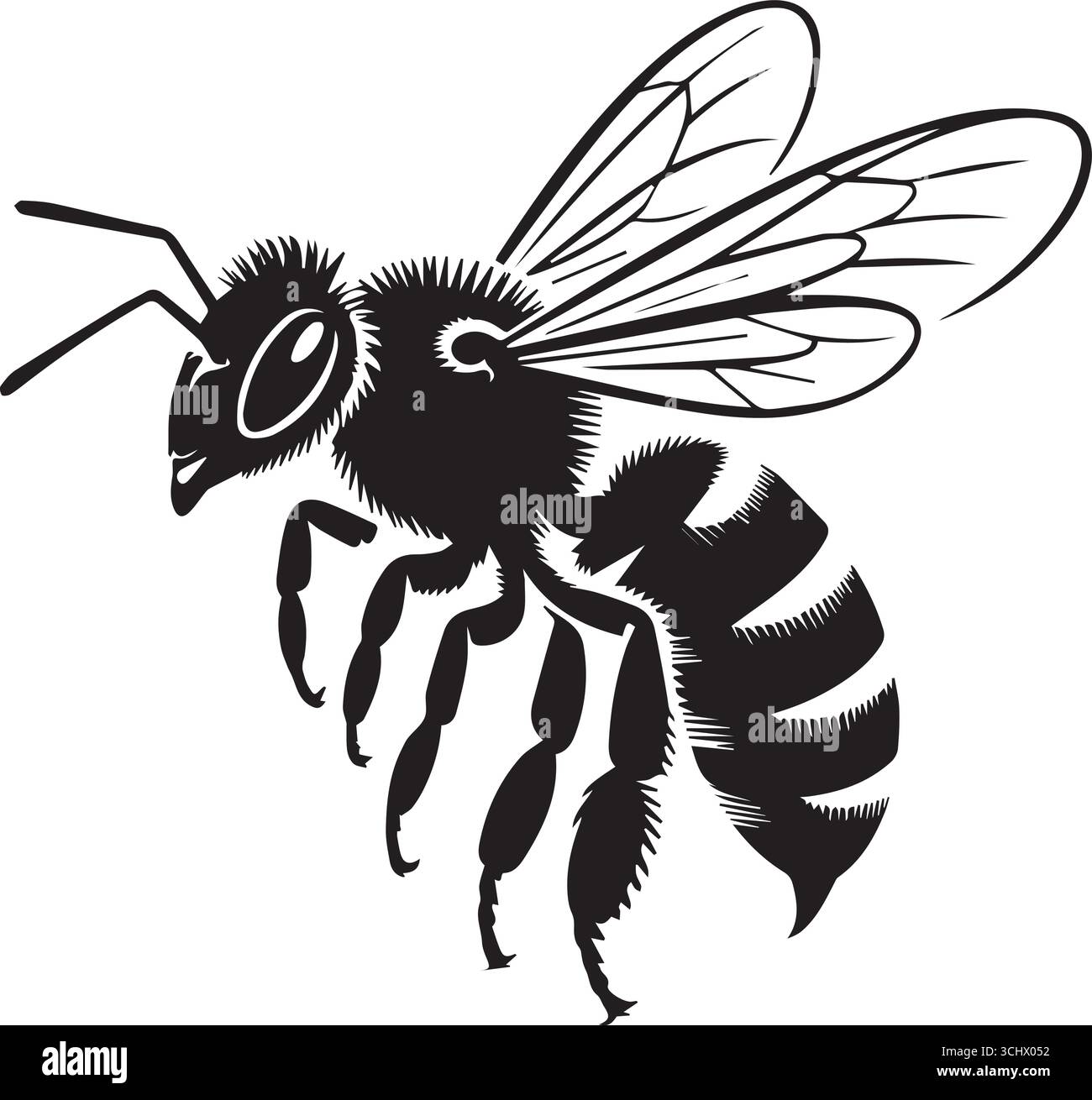 Vecteur de silhouette d'abeille miel – illustration d'insecte volant pour la nature, l'agriculture, l'apiculture et l'éco-conception Illustration de Vecteur