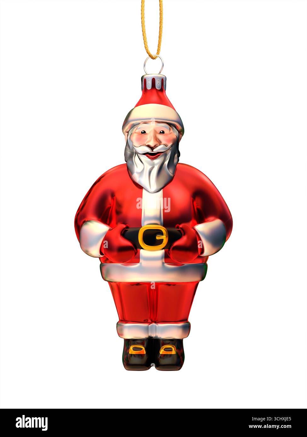 Père Noël, Père Noël, boule de verre, décoration d'arbre, fond blanc, découpé, isolé Banque D'Images