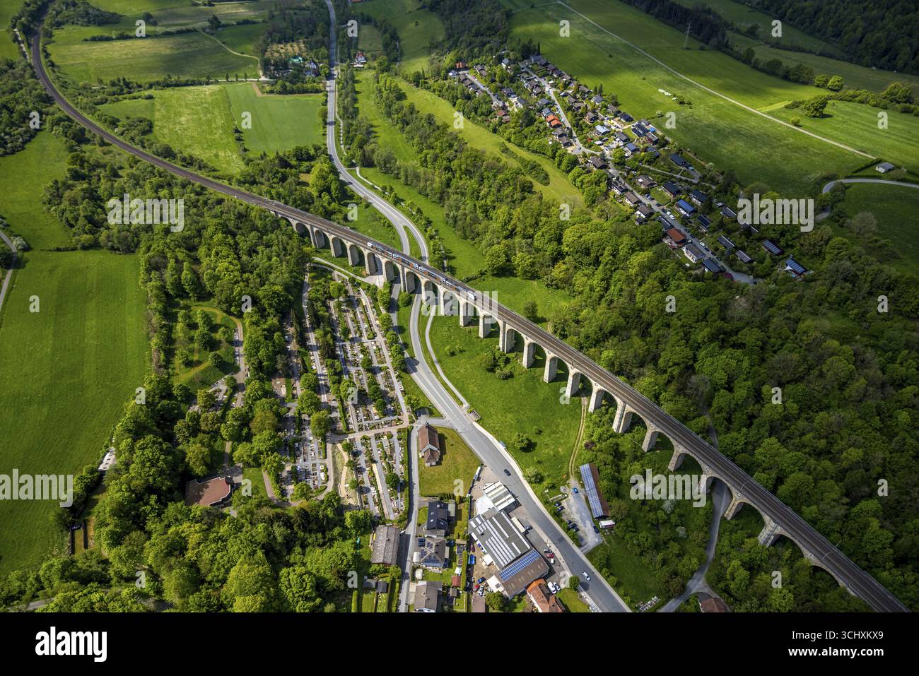 Vue aérienne, Viaduc Altenbekener, Adenauerstrasse, viaduc ferroviaire structure du pont, aussi appelé Bekeviaduc ou Grand Viaduc, chemin de fer de banlieue, Alte Banque D'Images