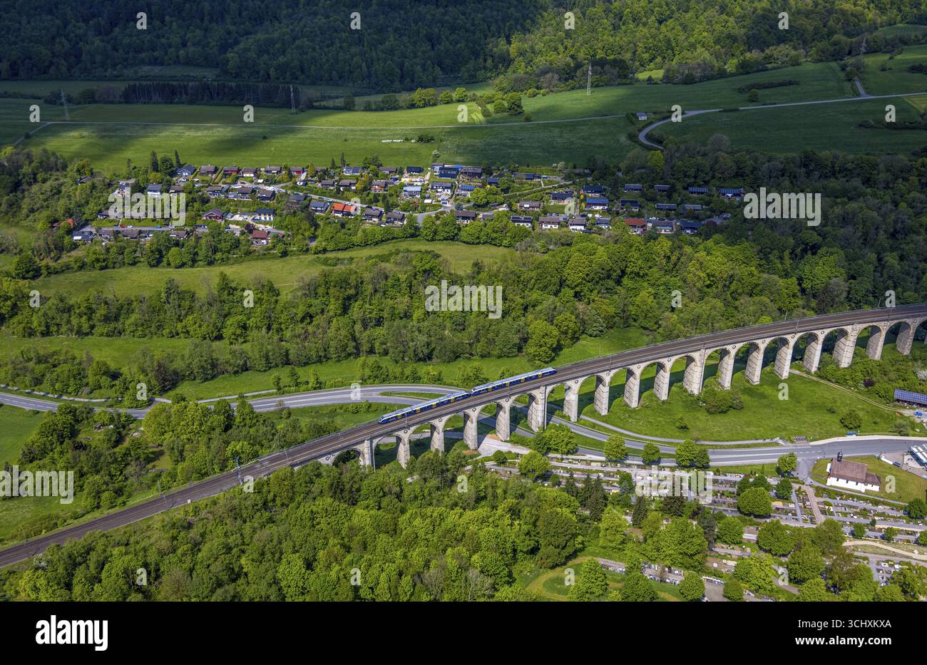 Vue aérienne, Viaduc Altenbekener, Adenauerstrasse, viaduc ferroviaire structure du pont, aussi appelé Bekeviaduc ou Grand Viaduc, chemin de fer de banlieue, Alte Banque D'Images