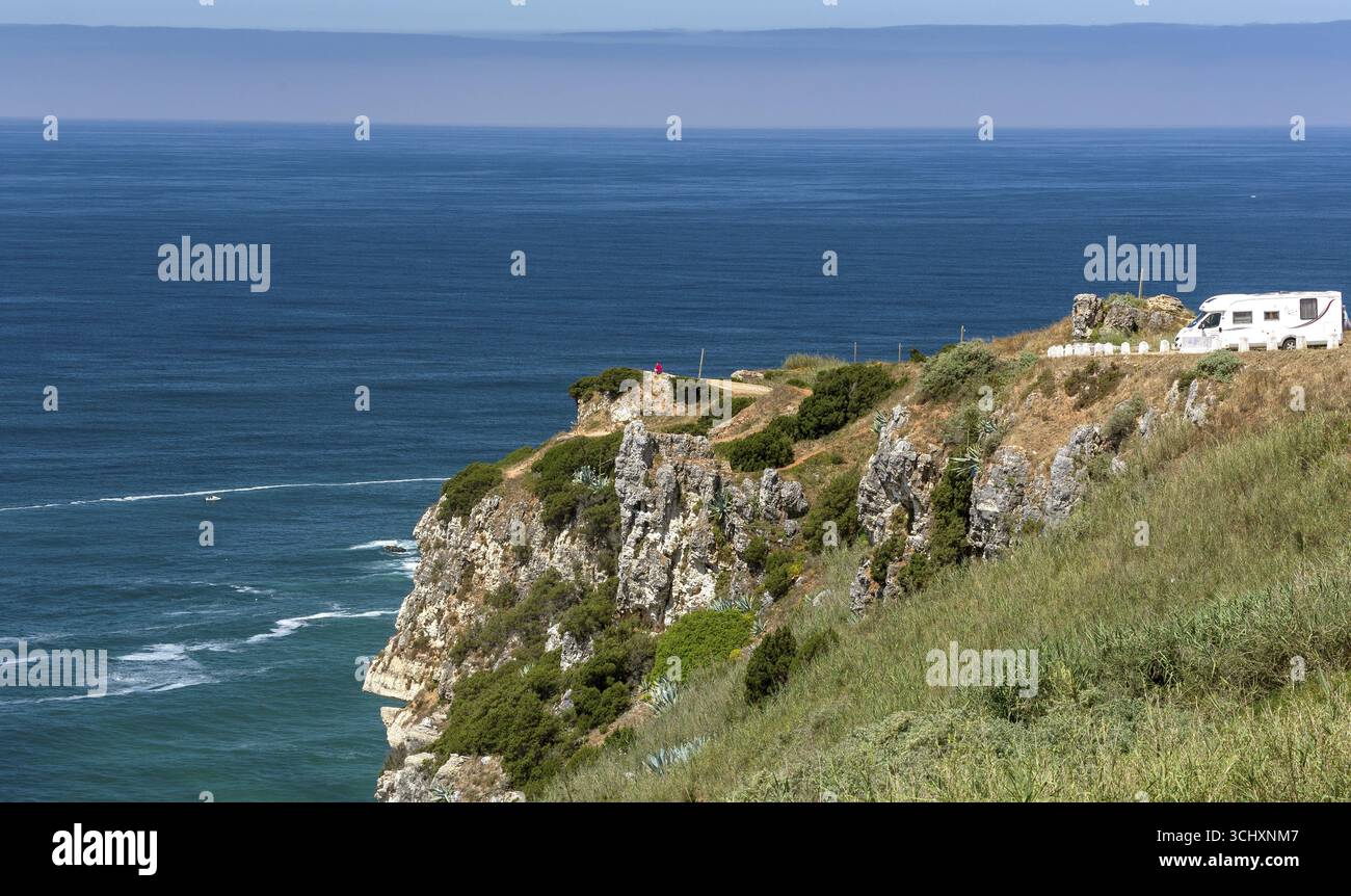 Vue sur la ville et la baie de Nazare, Nazare, quartier Leiria, Portugal, Europe, Nazare, vue aérienne, vue oiseaux-yeux, voyage, photographie de voyage Banque D'Images