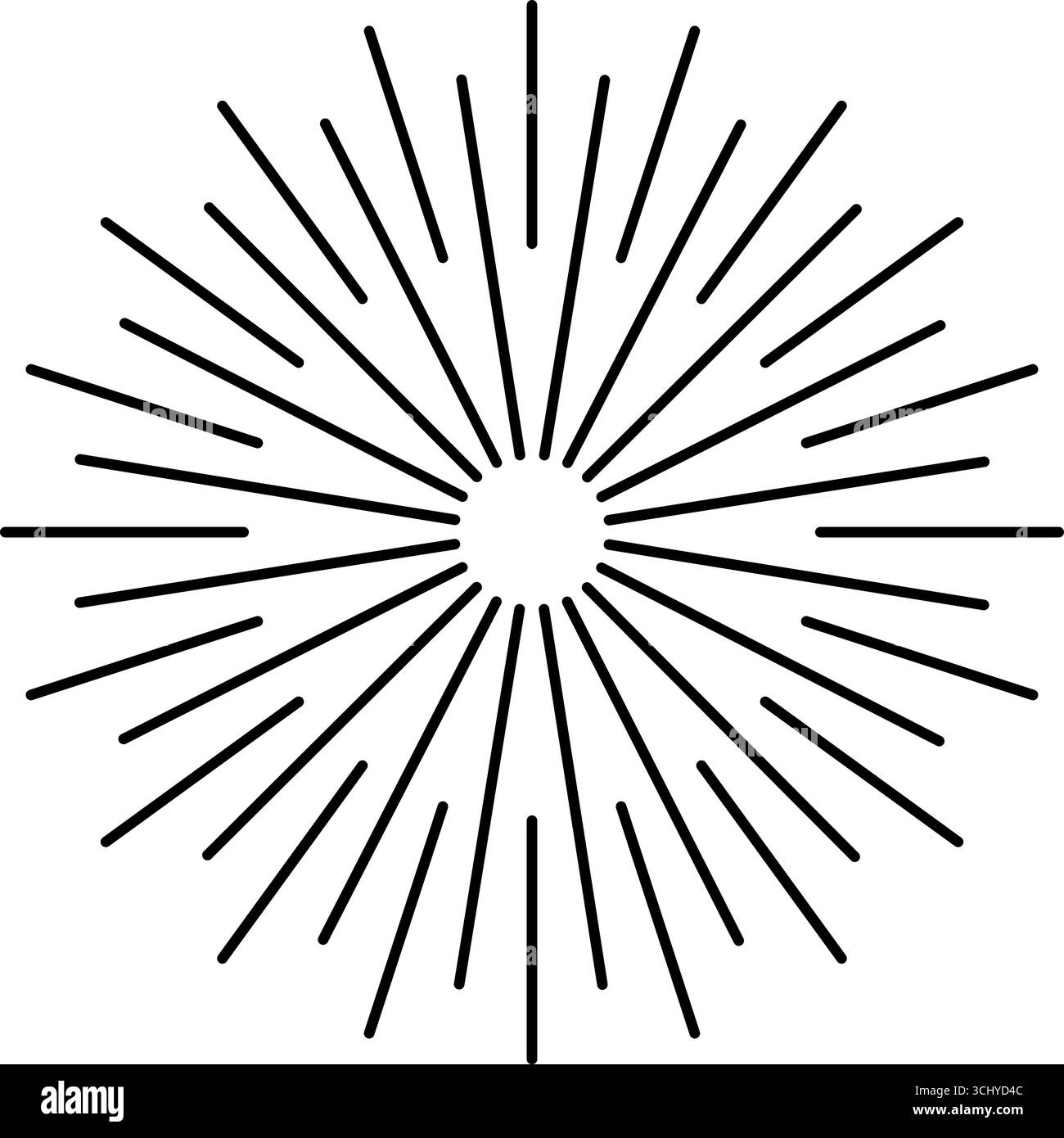 Design Sunburst noir et blanc rayonnant vers l'extérieur à partir d'un cercle central, créant une ambiance vintage ou rétro Illustration de Vecteur