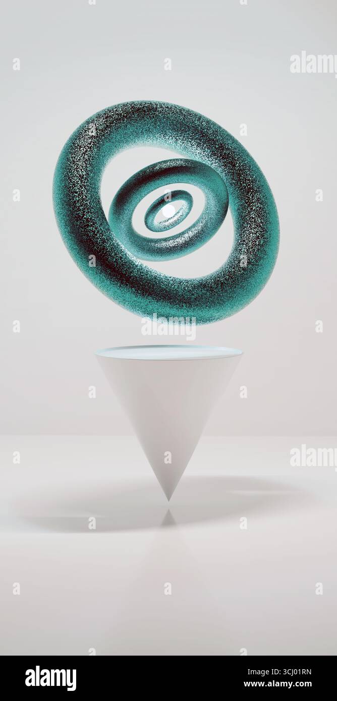 La sphère toroïdale Iminiature Dyson flotte dans les airs, rayonnant de l'intérieur avec la lumière rayonnante d'un orbe blanc. Une vision futuriste de l'harmonie et de l'énergie Banque D'Images