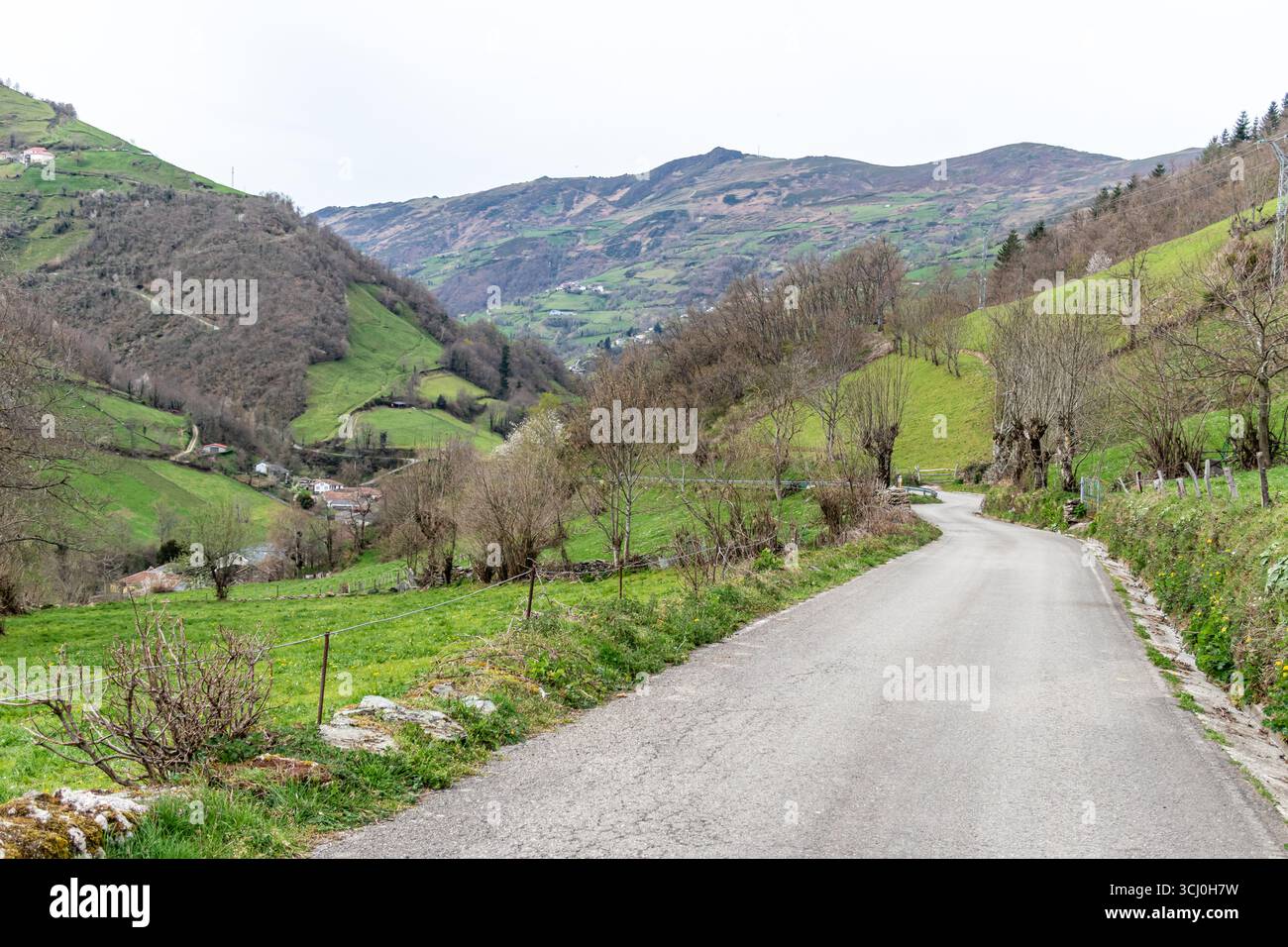 Paysage autour du village de Trascastro dans la vallée de Leitariegos dans les Asturies, Espagne Banque D'Images