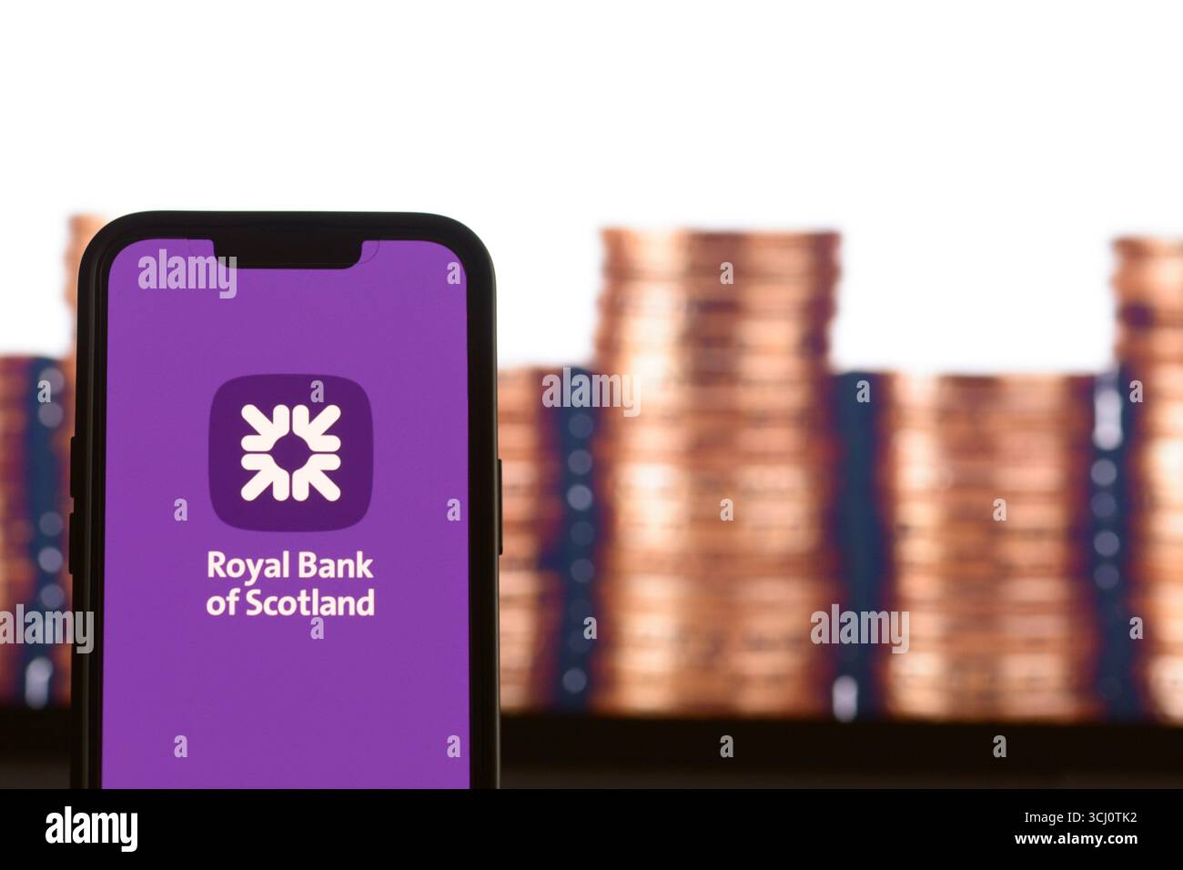 Écran d'ouverture de l'application bancaire de la Royal Bank of Scotland sur un écran de smatphone Banque D'Images