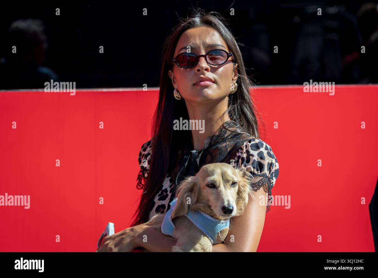 Autodromo di Monza, Monza, Italie. 4.September.2025 ; Alexandra Saint Mleux de France et Charles Leclercs petite amie pendant le Grand Prix d'Italie de formule 1 crédit : Jay Hirano/AFLO/Alamy Live News Banque D'Images