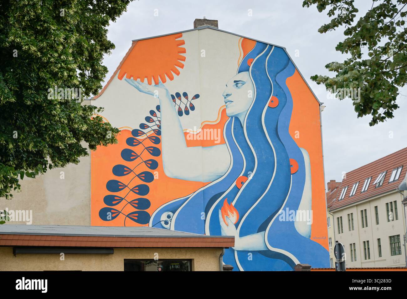 Bunte Hauswand, Altstadt, Wittenberge, Landkreis Prignitz, Brandebourg, Deutschland Banque D'Images