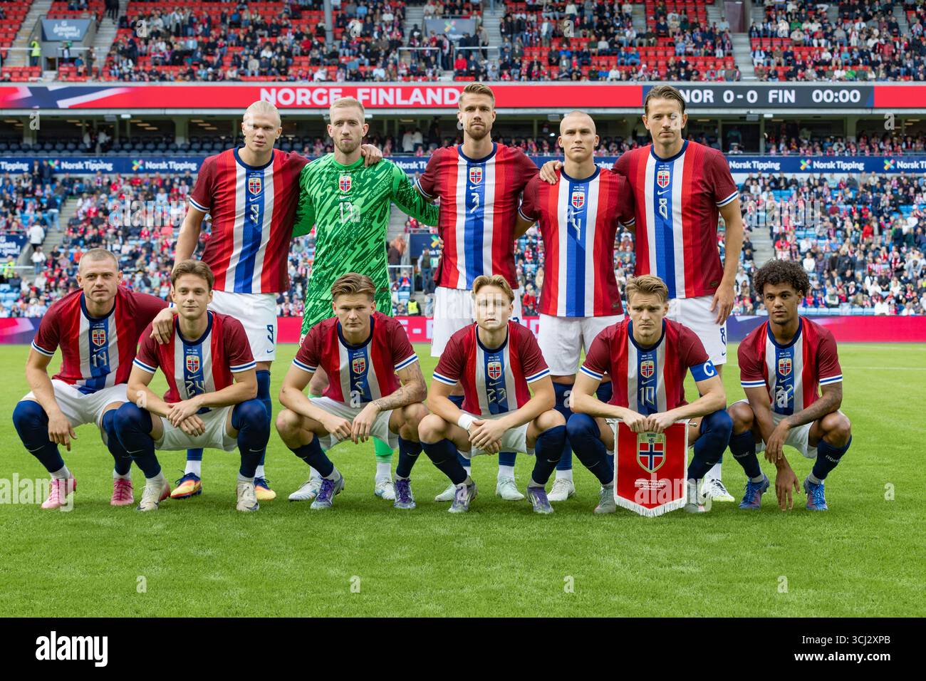 Oslo, Norvège 4 septembre 2025 formation de l'équipe norvégienne lors du match amical international entre la Norvège et la Finlande qui s'est tenu au stade Ullevaal à Oslo, en Norvège. Crédit : Nigel Waldron/Alamy Live News Banque D'Images