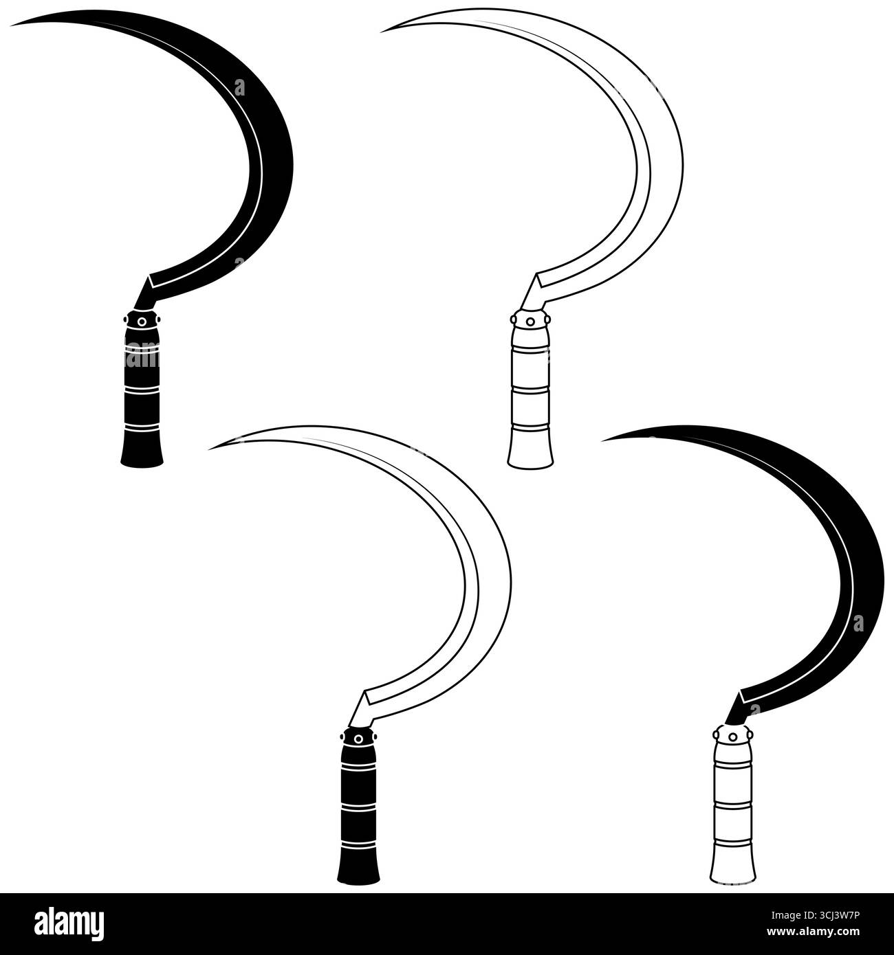 Outil de récolte de blé, faucille pour travaux agricoles Illustration de Vecteur