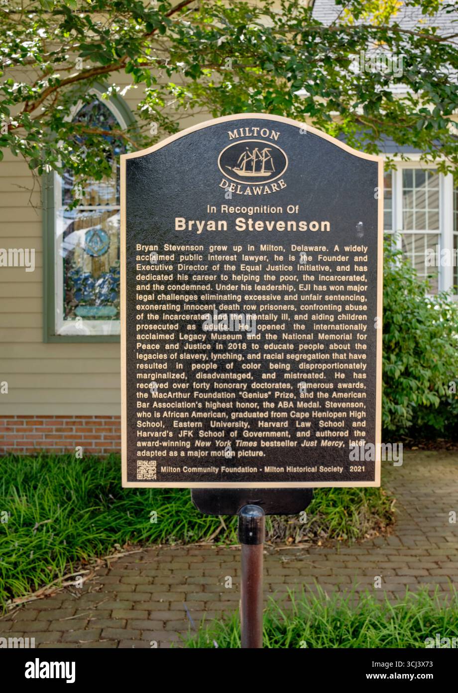 Hommage à Bryan Stevenson dans sa ville natale de Milton, EN ALLEMAGNE — un hommage au célèbre avocat, auteur et fondateur de l’initiative Equal Justice. Banque D'Images