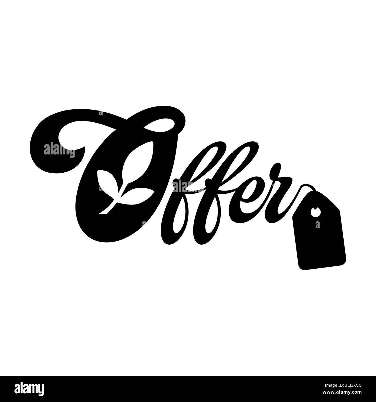 Graphique d'étiquette d'offre, silhouette de symbole de vente et de transaction naturelle Illustration de Vecteur