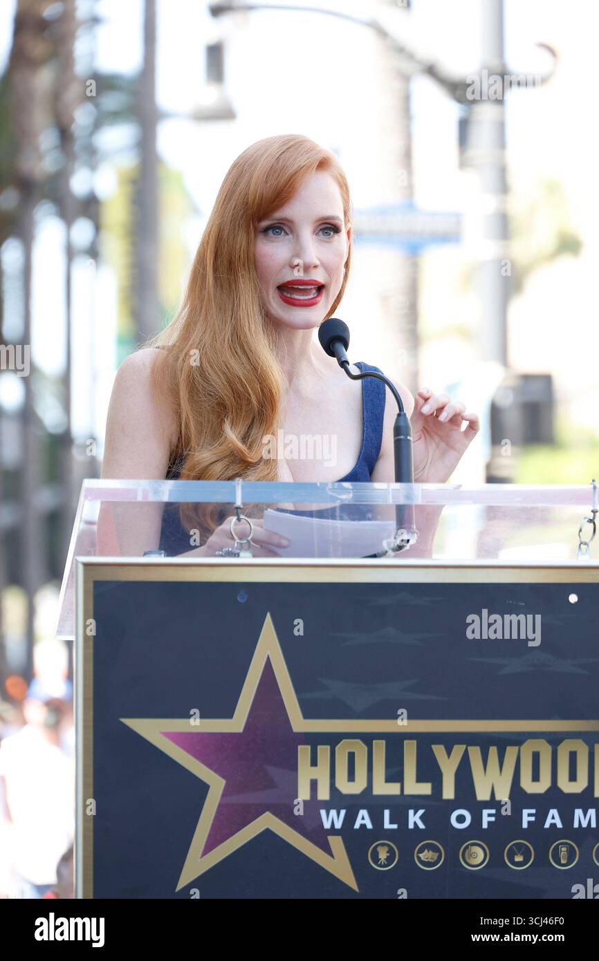 4 septembre 2025, Los Angeles, Californie, États-Unis : Jessica Chastain lors d'une cérémonie honorant l'actrice Jessica Chastain avec une étoile sur le Hollywood Walk of Fame. (Crédit image : © Nina Prommer/ZUMA Press Wire) USAGE ÉDITORIAL SEULEMENT ! Non destiné à UN USAGE commercial ! Banque D'Images