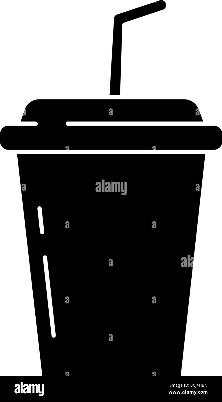 Icon Food Fast Food Soda Drink dans la conception isolée de vecteur de style Silhouette Illustration de Vecteur