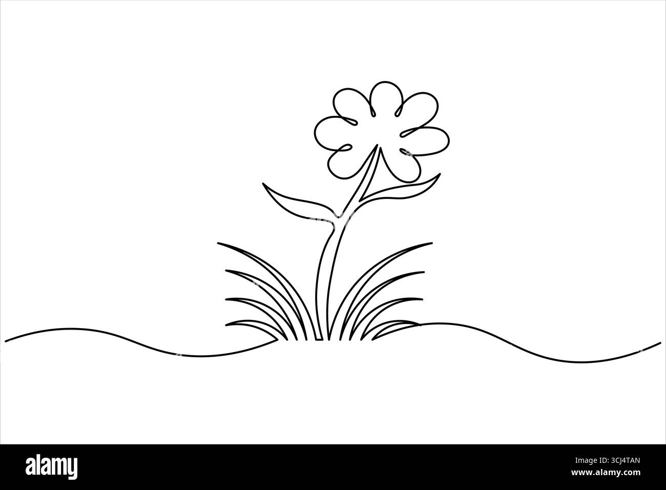 Herbe et fleurs abstraites dessin d'une seule ligne illustration vectorielle isolée Illustration de Vecteur