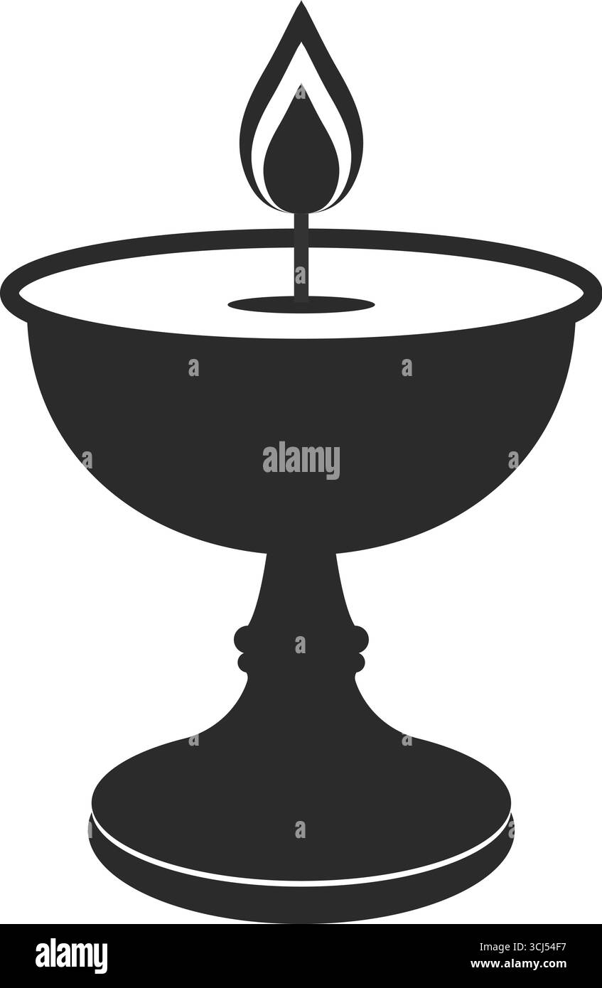 Calice Flame Silhouette – vecteur de lampe spirituelle noir et blanc Illustration de Vecteur