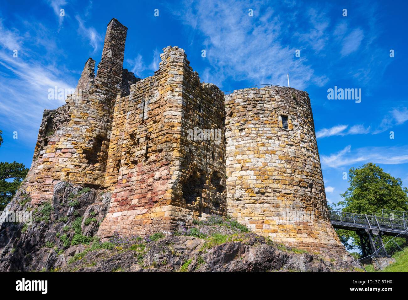 Ruines du château de Dirleton dans le village de Dirleton, East Lothian, Écosse, Royaume-Uni Banque D'Images