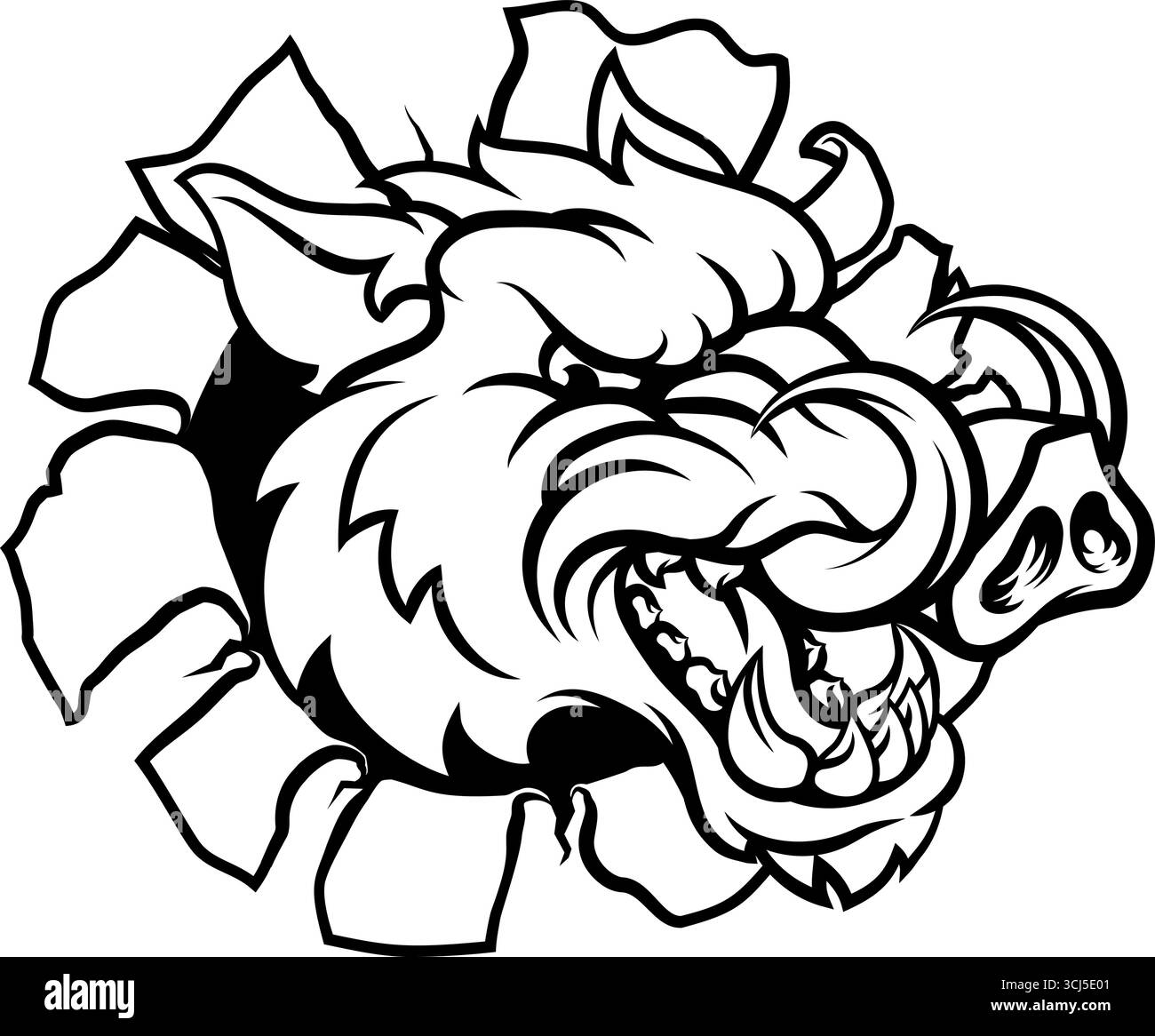 Boar Wild Hog Razorback Warthog Pig Sports Mascot Illustration de Vecteur