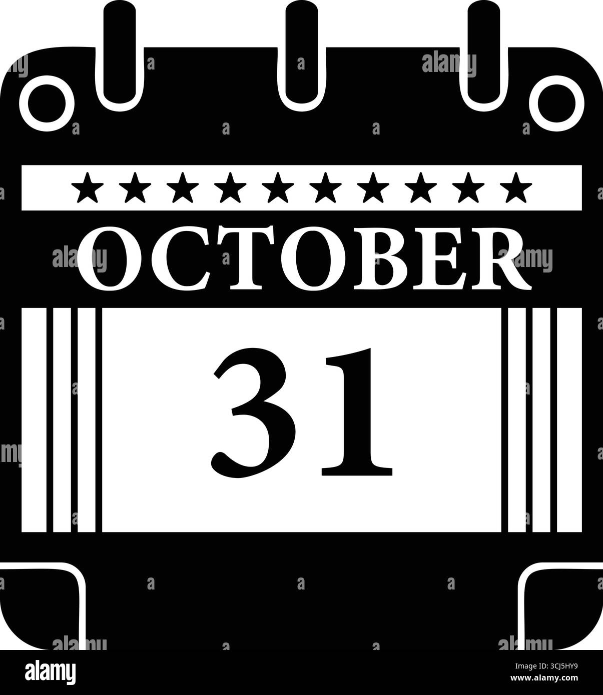 Icône de calendrier octobre 31 – graphique de date noir et blanc pour les événements Illustration de Vecteur