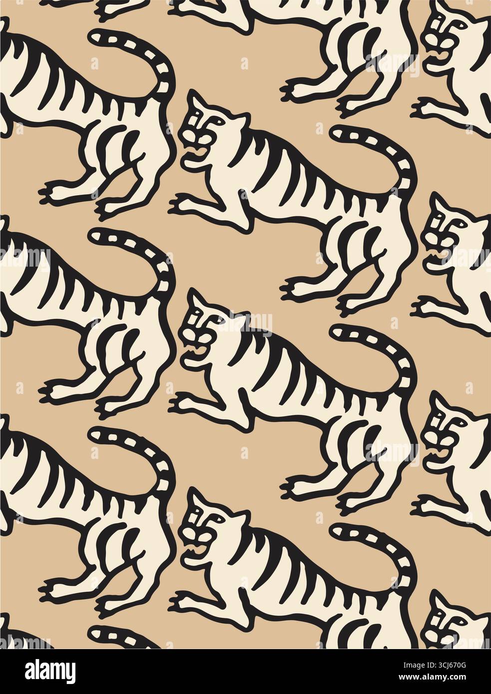 Modèle sans couture de vecteur avec des léopards, des fleurs et des feuilles tropicales. Style tendance. Illustration de Vecteur