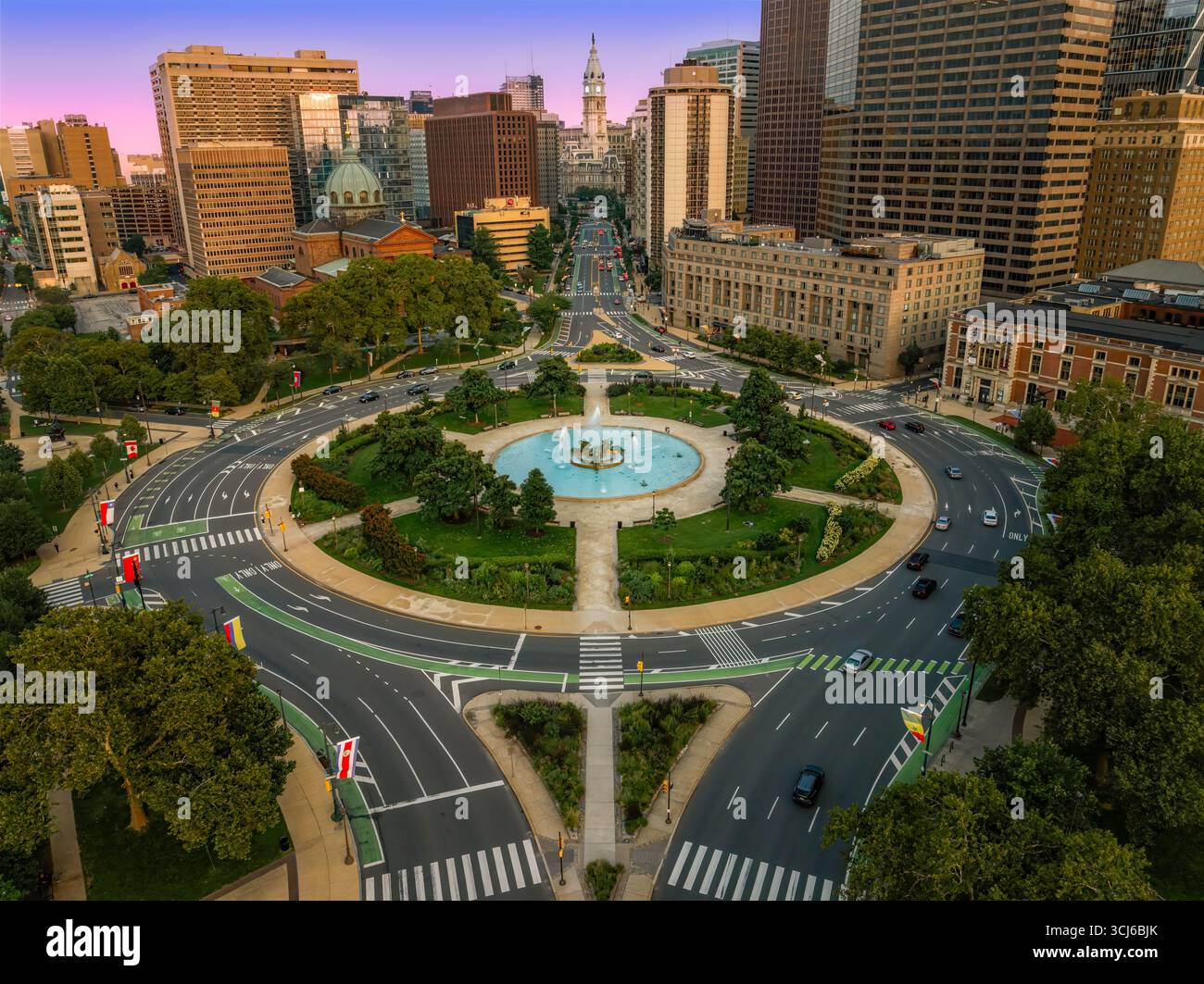 Logan Square Twilight Banque D'Images