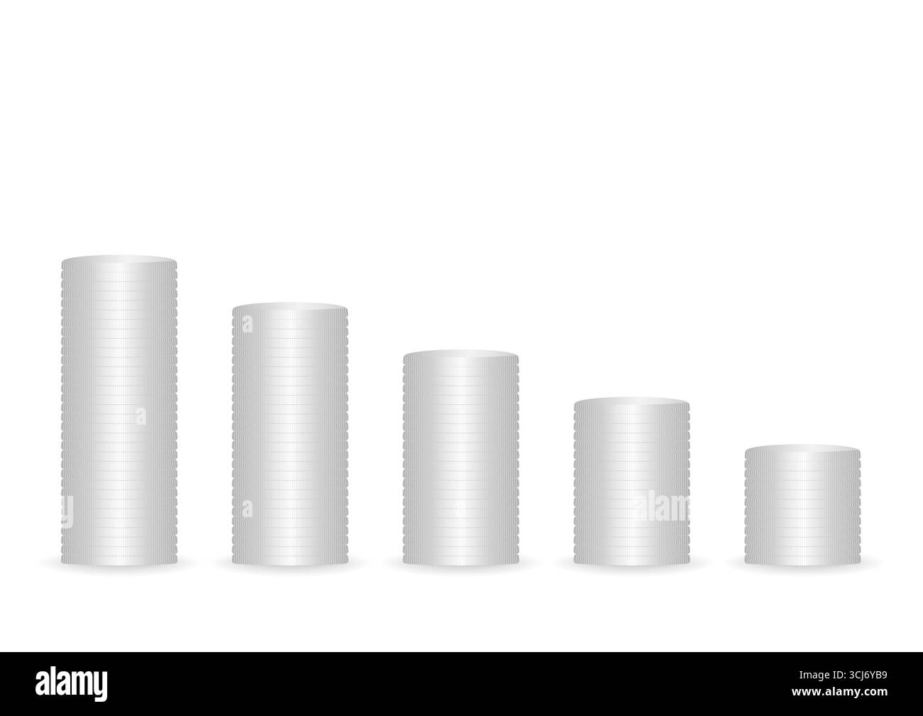 Piles de pièces isolées sur fond blanc. Concept d'investissement ou d'économie d'argent. Illustration vectorielle. Illustration de Vecteur