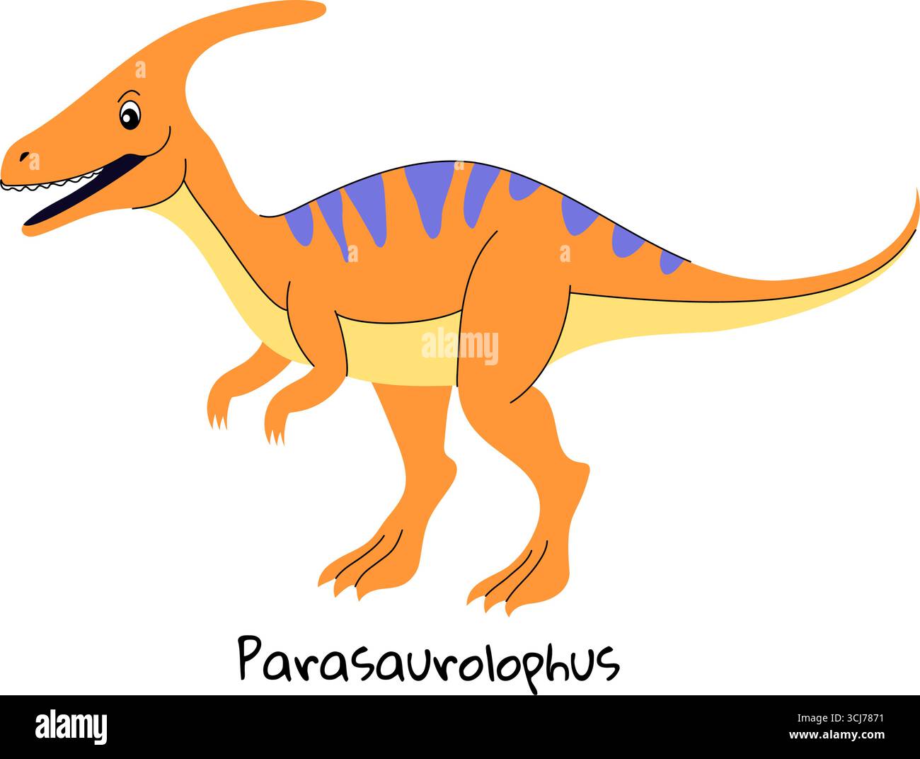 Dinosaure Parasaurolophus sur fond blanc. Illustration de Vecteur