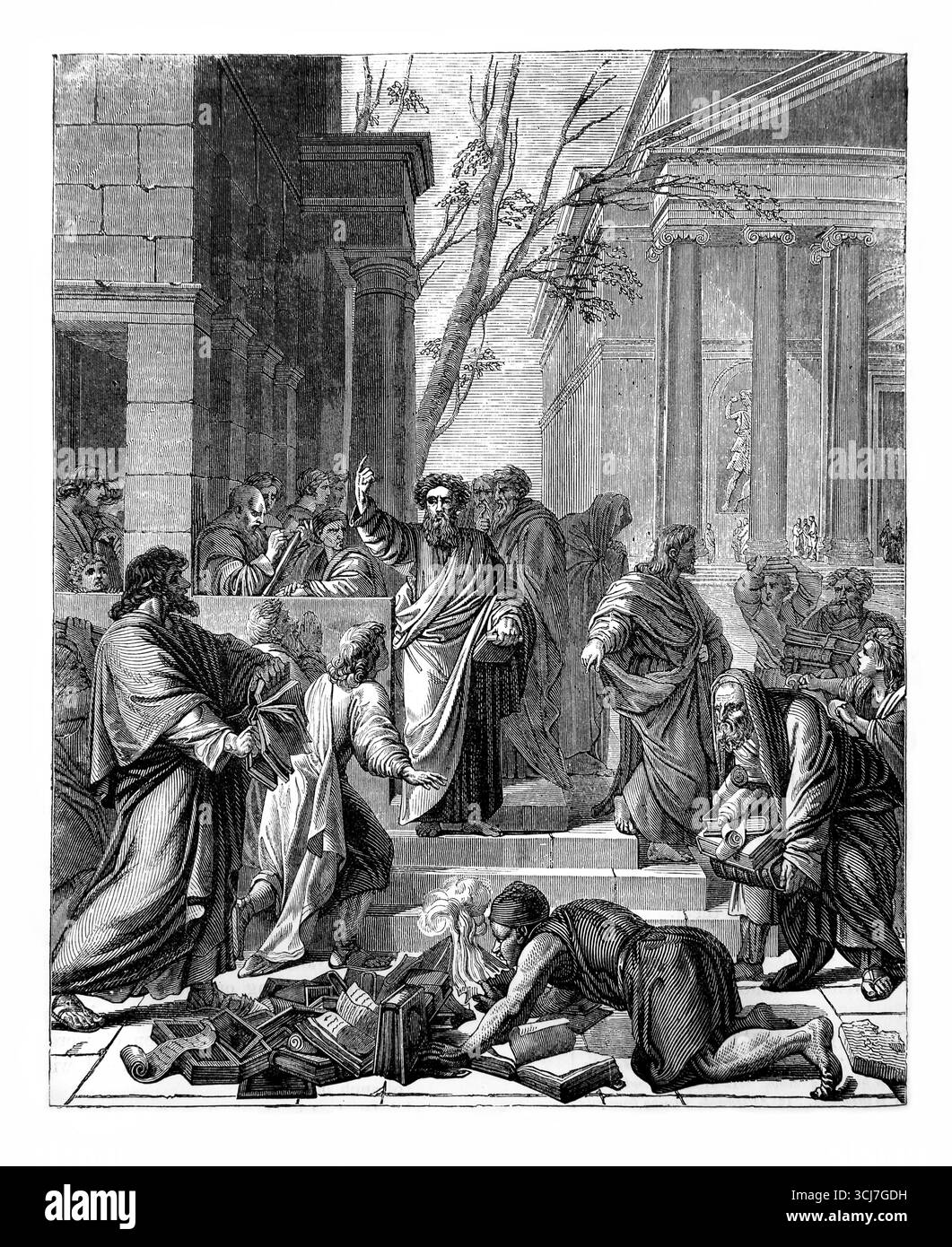 Illustration de Saint Paul à Éphèse - influencé par Saint Paul les convertis chrétiens ont brûlé leurs livres païens de magie à Éphèse de l'antique 19ème CEN Banque D'Images