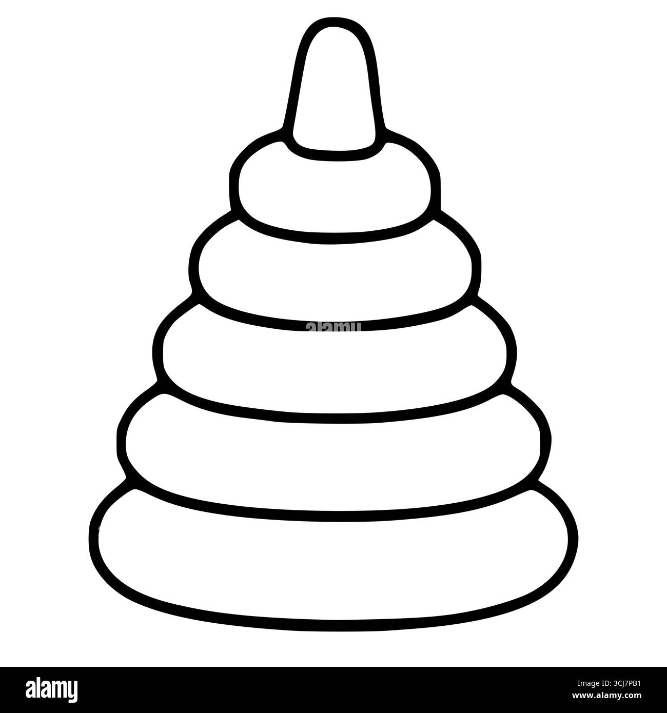 Illustration vectorielle simple d'un jouet empilable classique, caractérisé par sa forme conique et des segments d'anneau distincts, idéal pour les enfants desig de produit Illustration de Vecteur
