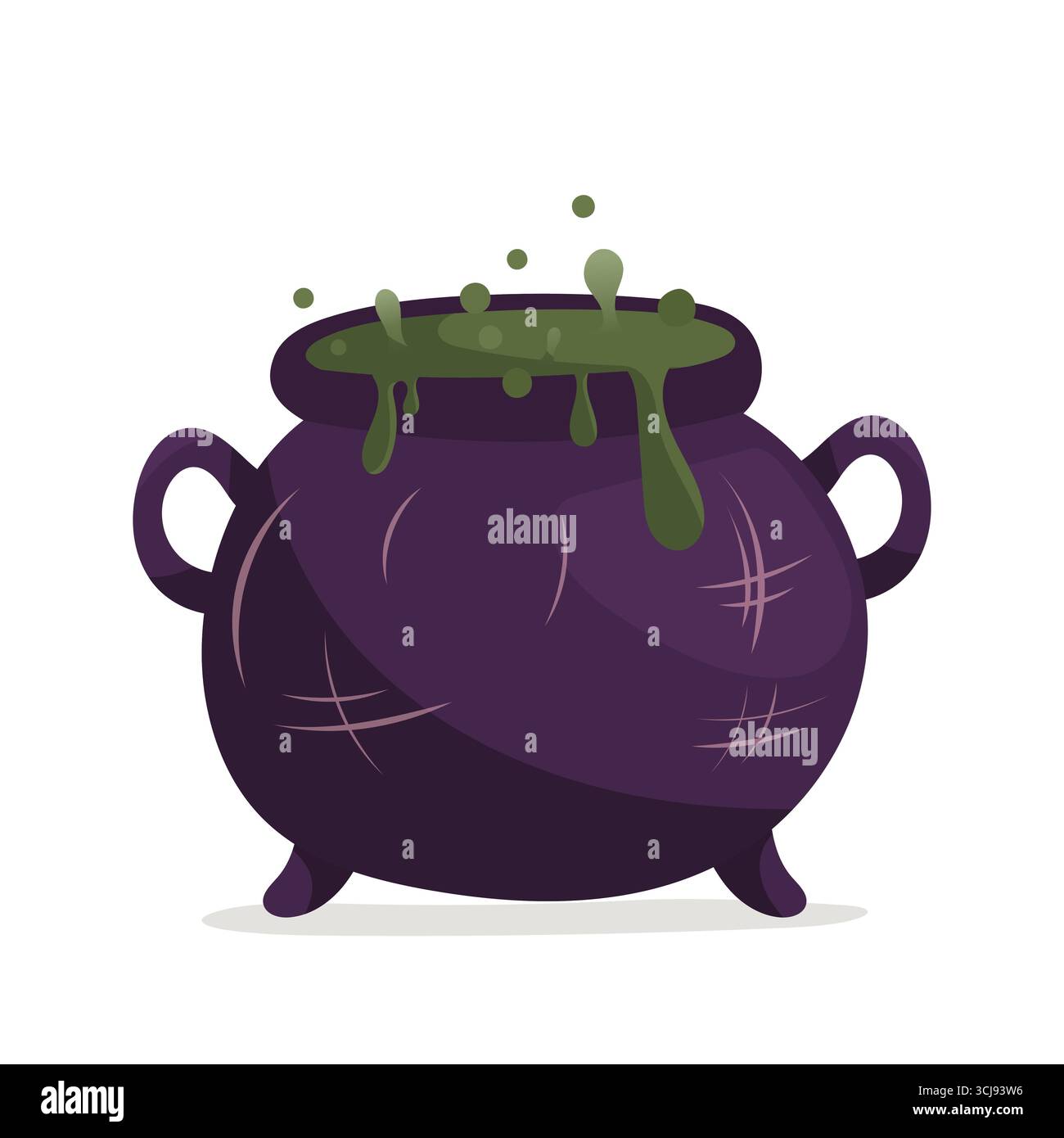 Chaudron de sorcière violet avec potion verte Illustration de Vecteur