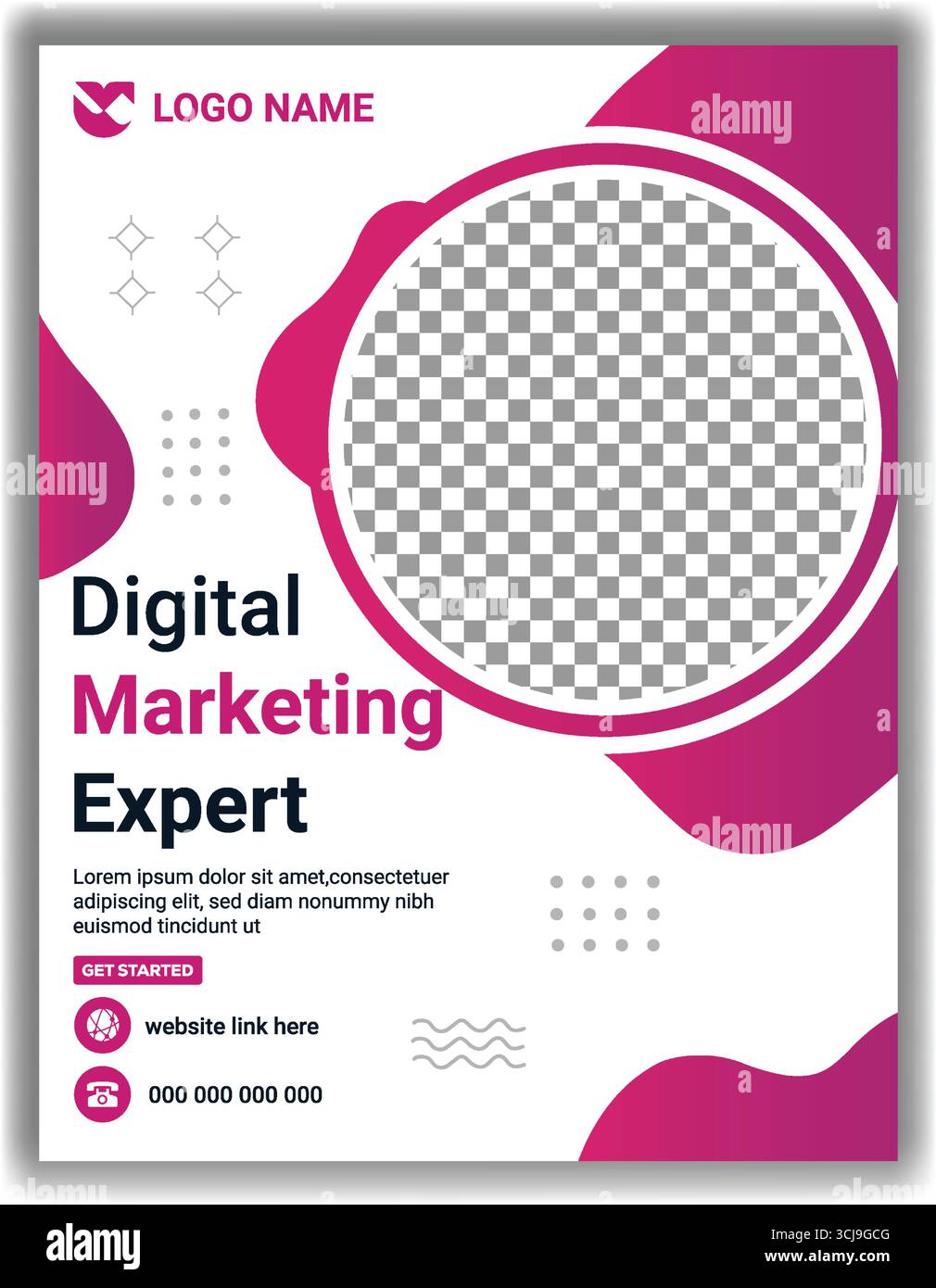 Professional Marketing Expert Flyer Layout Modern rose et blanc conception de bannières de médias sociaux Illustration de Vecteur
