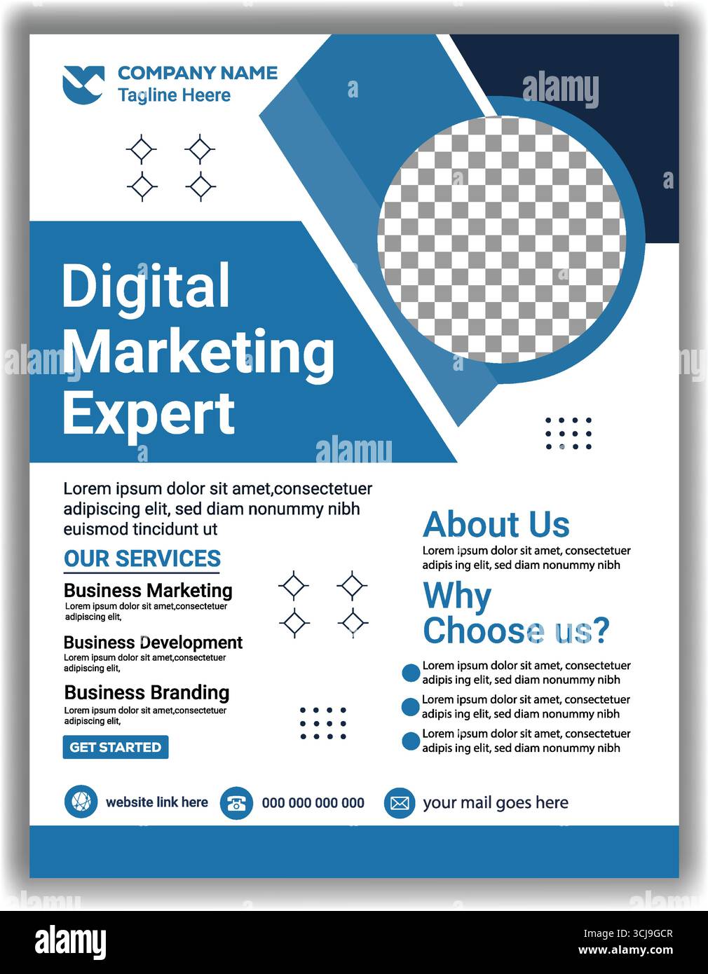 Moderne Corporate social Media Flyer Design Business Marketing et image de marque en bleu et noir Illustration de Vecteur