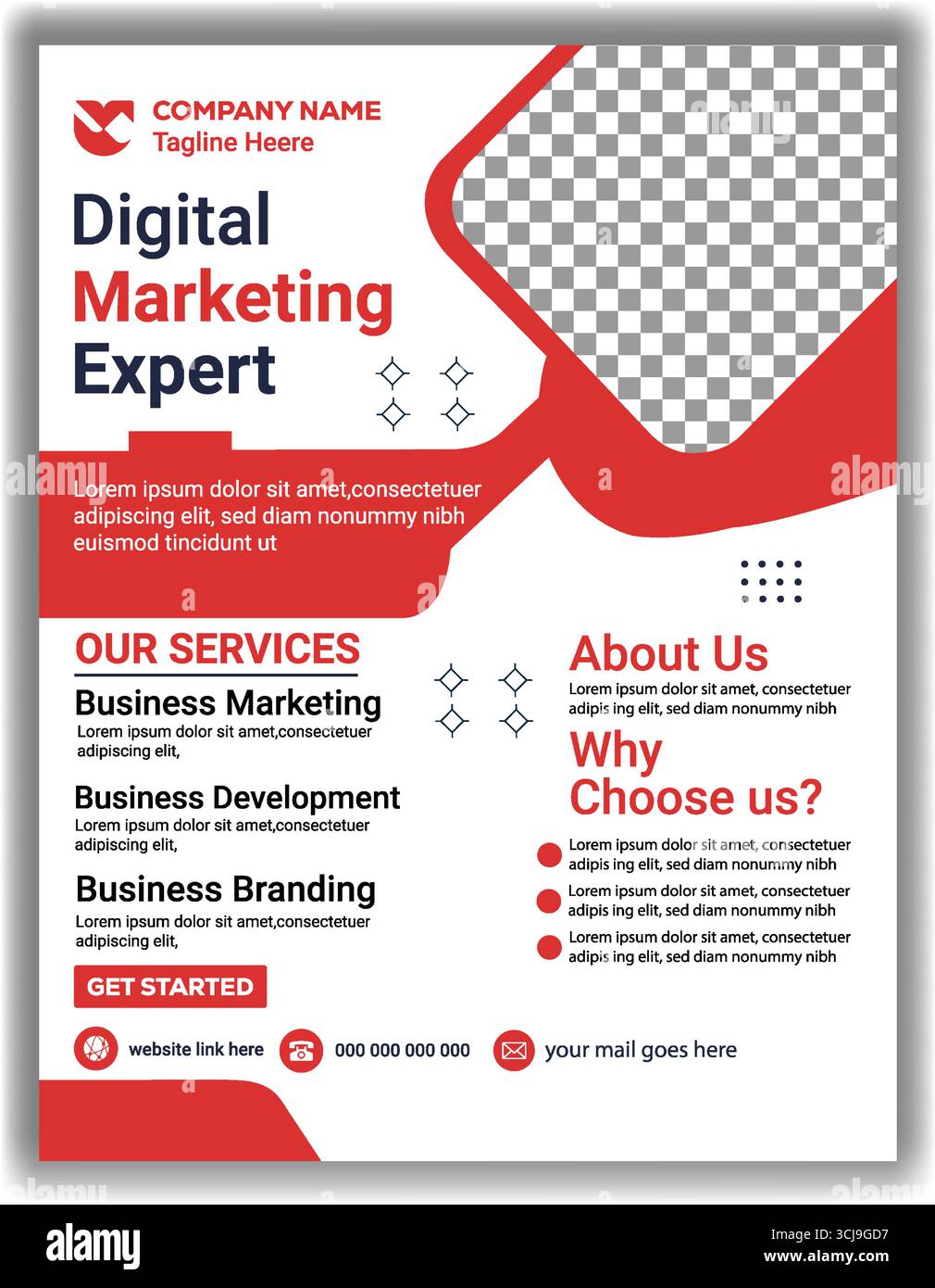 Marketing numérique professionnel modèle de conception de Red Flyer promotion et marque commerciale Illustration de Vecteur