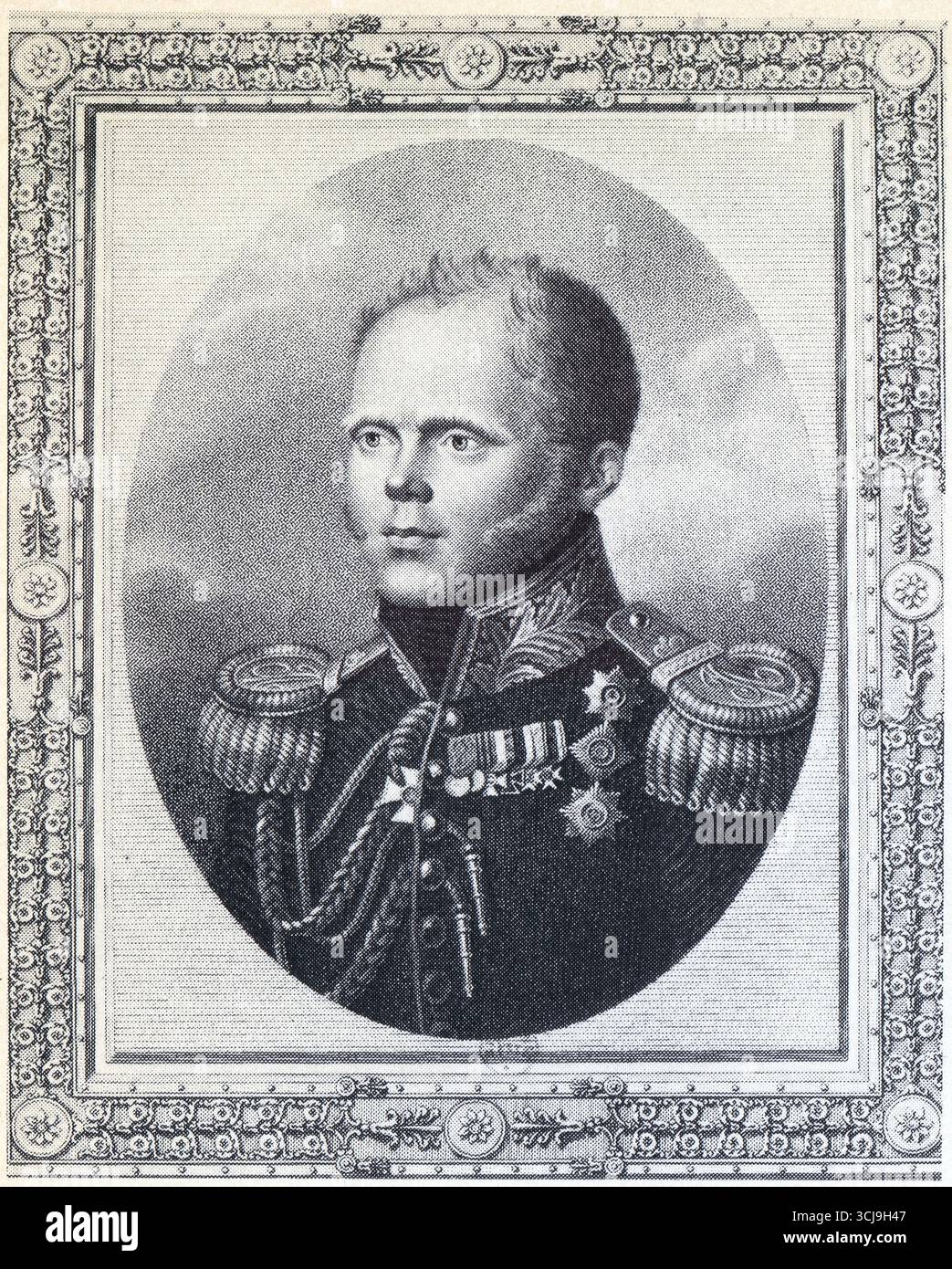 Le grand-duc Constantin, frère d'Alexandre Ier. Gravure de F. John, d'après un tableau de H. Benner. Banque D'Images