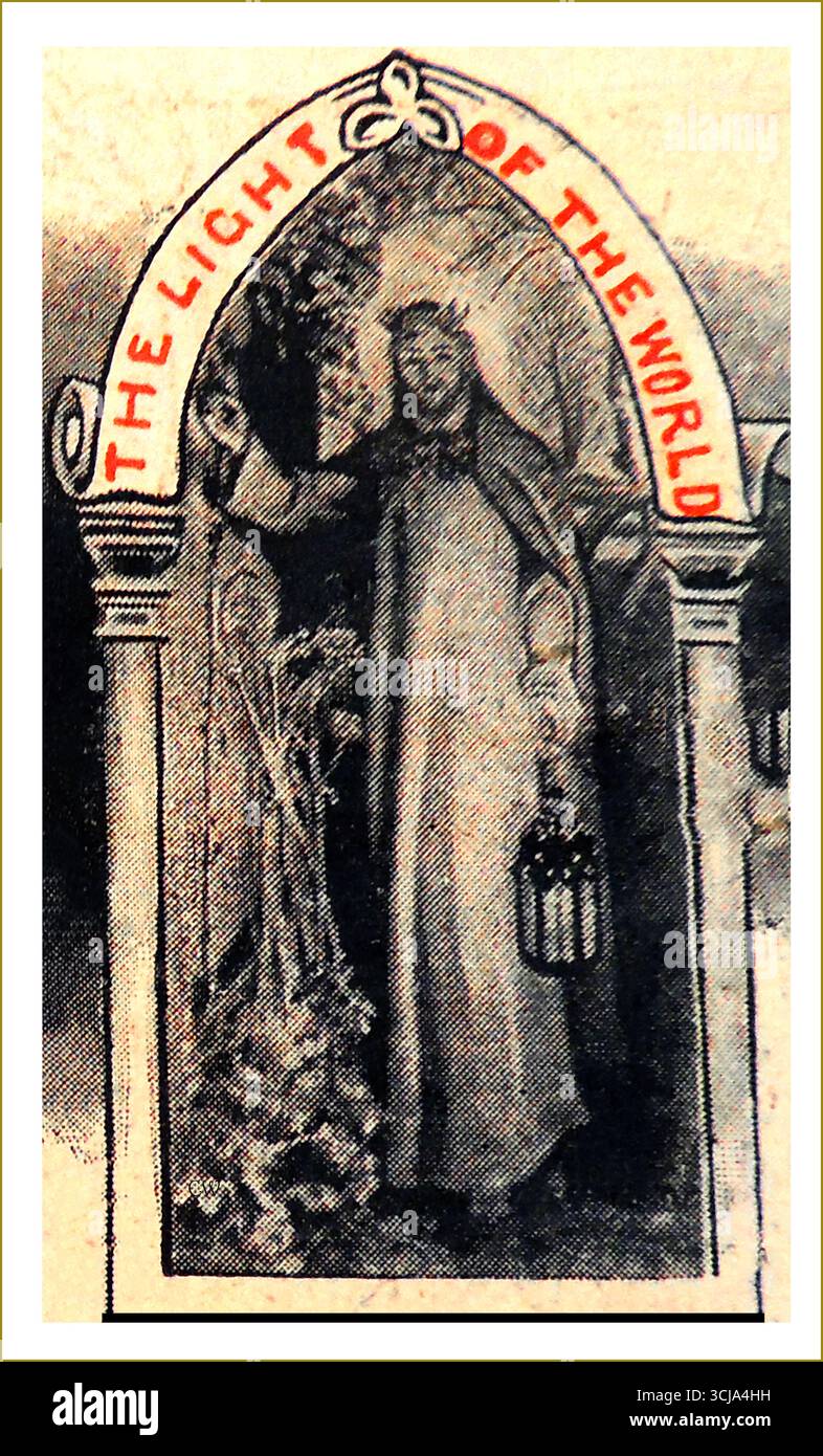 Une image imprimée de 1908 de Jésus-Christ représenté comme la lumière du monde. Banque D'Images
