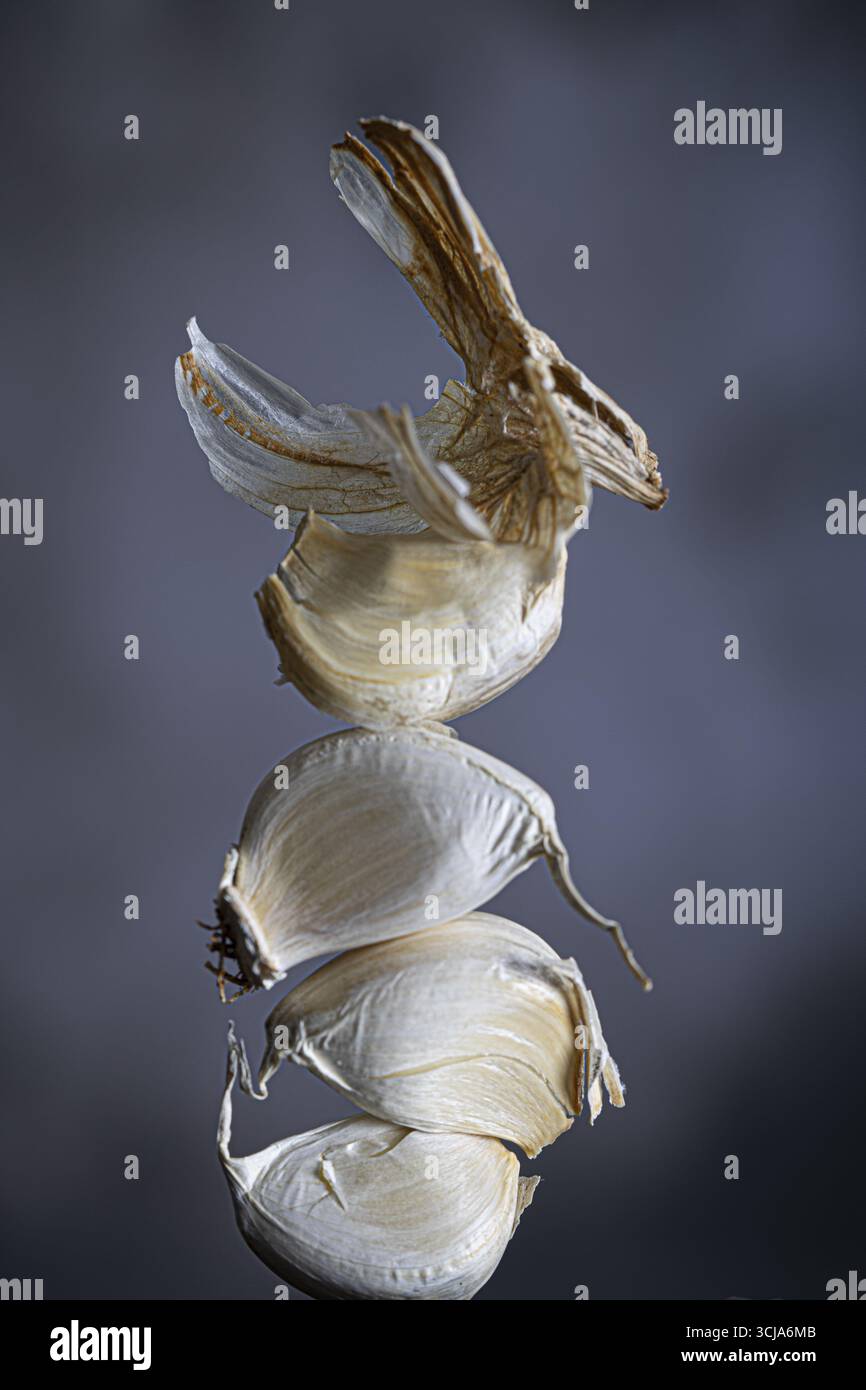Tours de gousses d'ail Banque D'Images