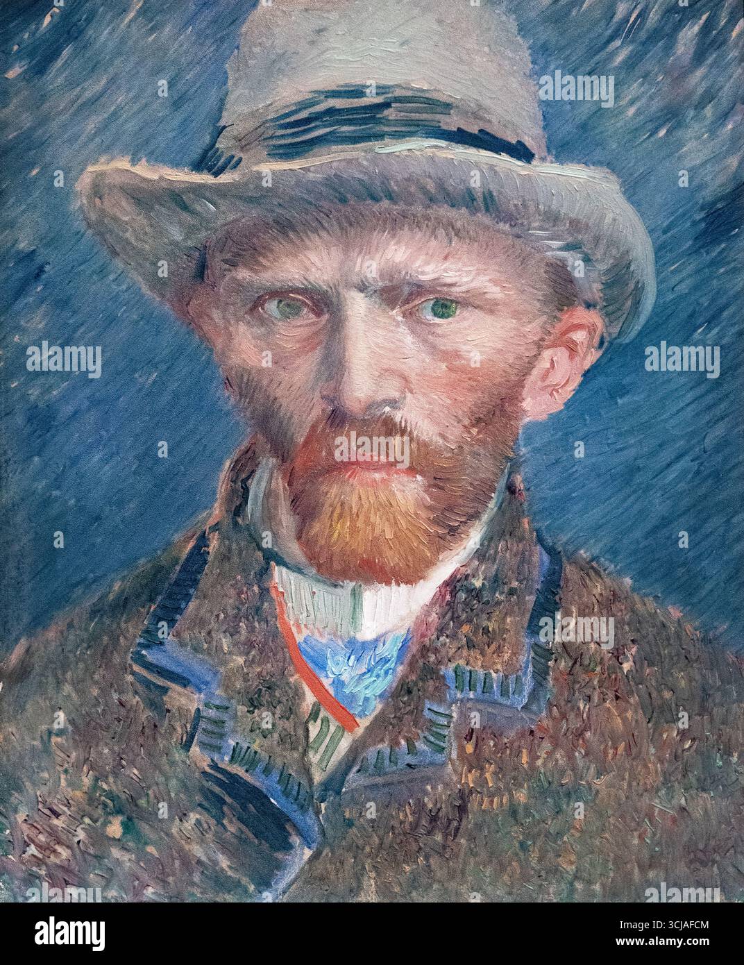 Vincent Van Gogh peinture ; Van Gogh, Autoportrait dans un chapeau en feutre ; 1887. Peintre post-impressionniste du XIXe siècle ; huile sur carton. Peintre hollandais. Banque D'Images
