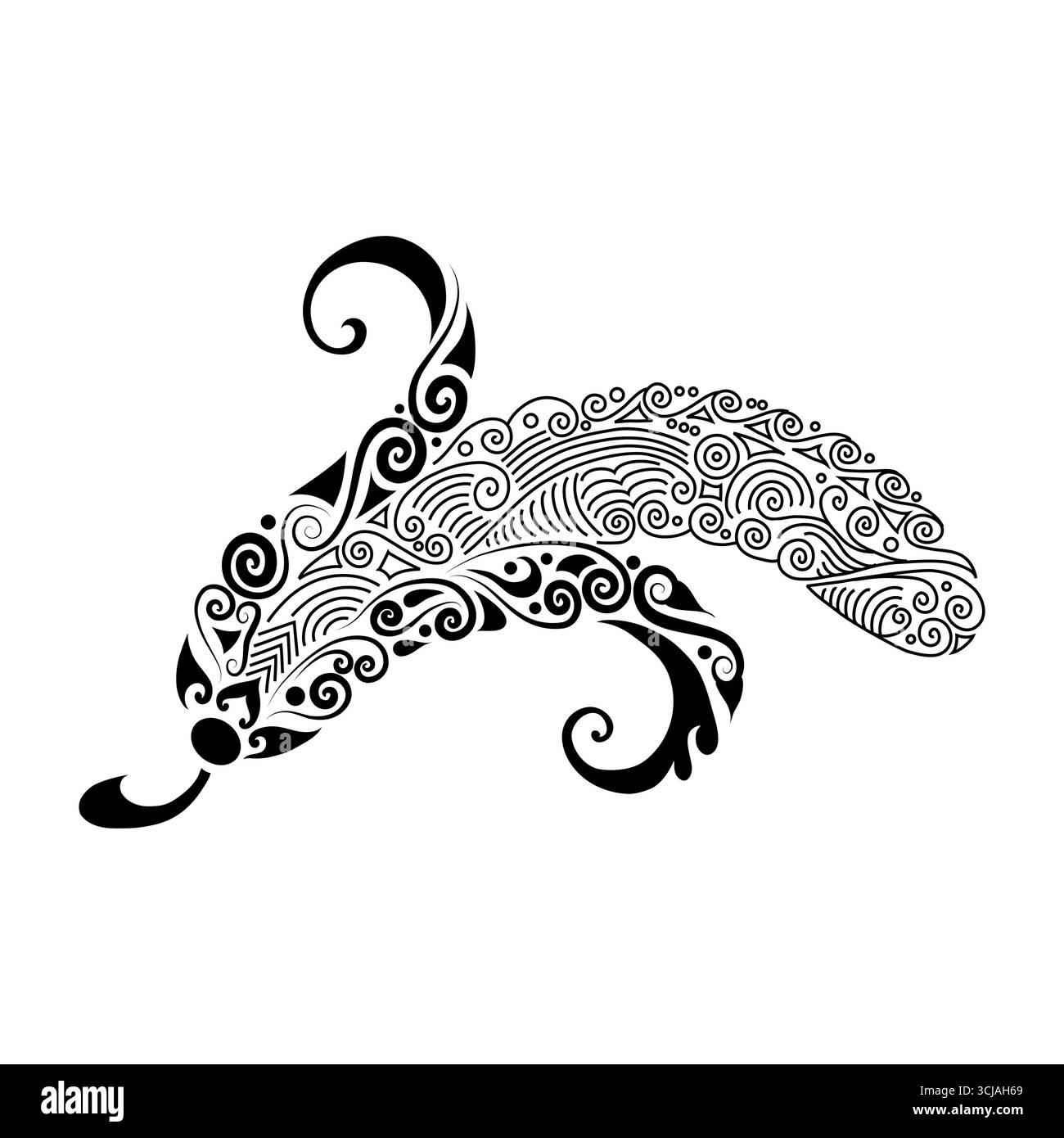 fruit de banane avec décoration d'ornement floral pour la décoration ou le tatouage Illustration de Vecteur