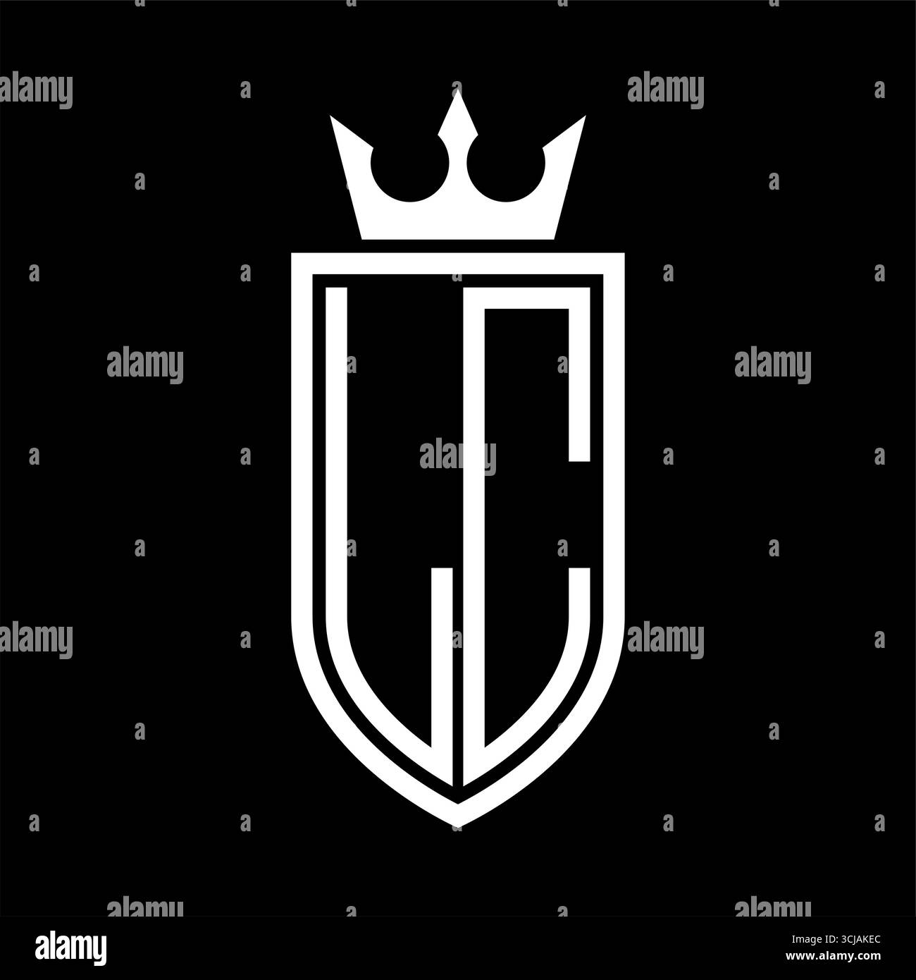 LC Vector logo d'initiales bouclier avec couronne et minimaliste, style élégant, avec contour mince Illustration de Vecteur