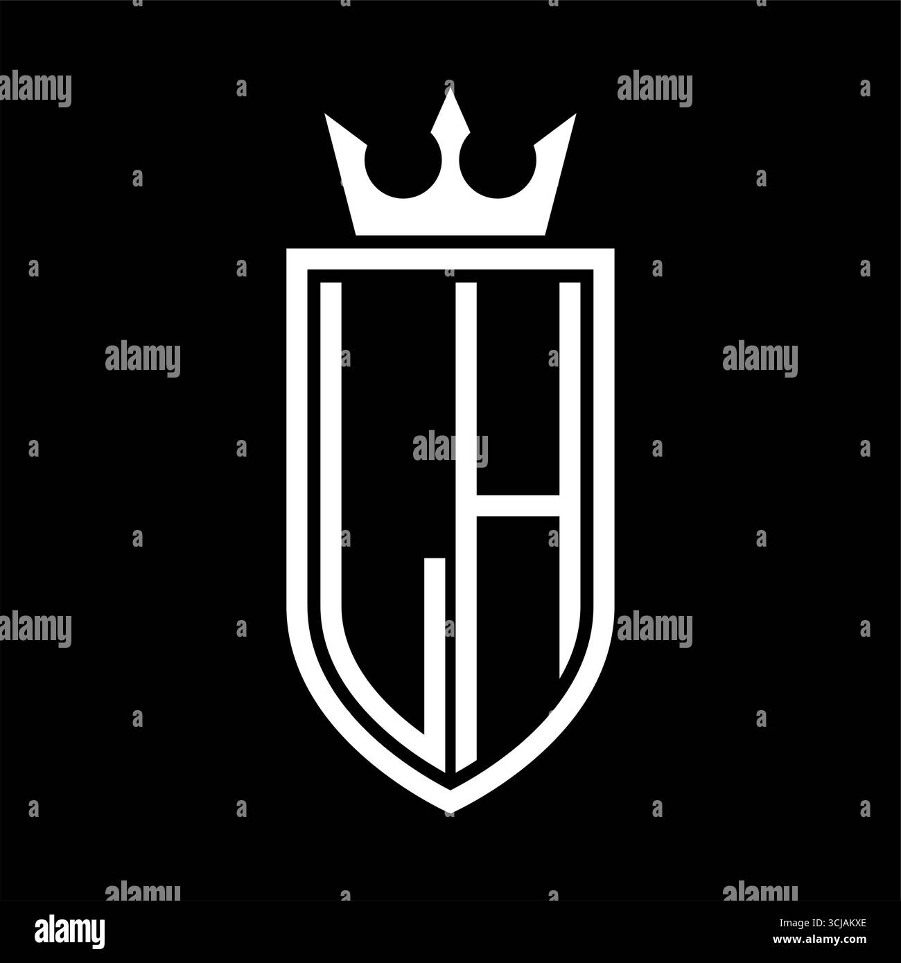 LH Vector logo des initiales bouclier avec couronne et minimaliste, style élégant, avec contour mince Illustration de Vecteur