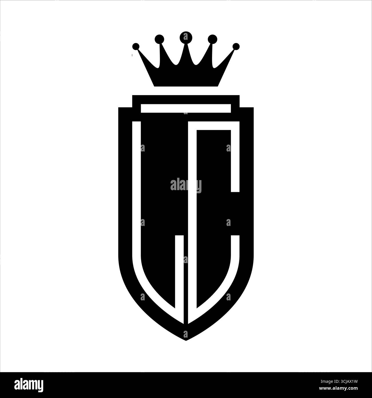LC Vector logo initiales bouclier avec couronne royale minimaliste, style élégant avec contour intérieur bouclier Illustration de Vecteur