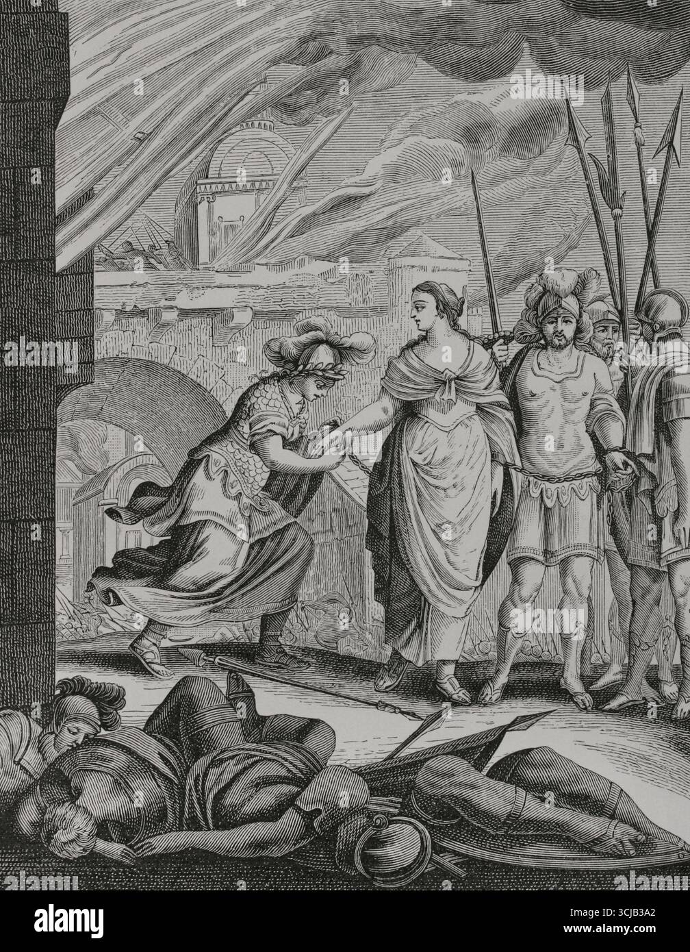 'La belle esclave'. Illustration pour le frontispice de la tragicomédie écrite par le dramaturge et poète français Claude de L'Estoile (1602-1652). Paris, chez Pierre Moreau, 1643. Gravure de Jean-Baptiste Humbelot (v. 1600-1685). XVIIe siècle : lettres, sciences et arts, France 1590-1700 (XVIIe siècle : lettres, sciences et arts), par Paul Lacroix. Publié à Paris par librairie de Firmin-Didot et Cie, 1882. Banque D'Images