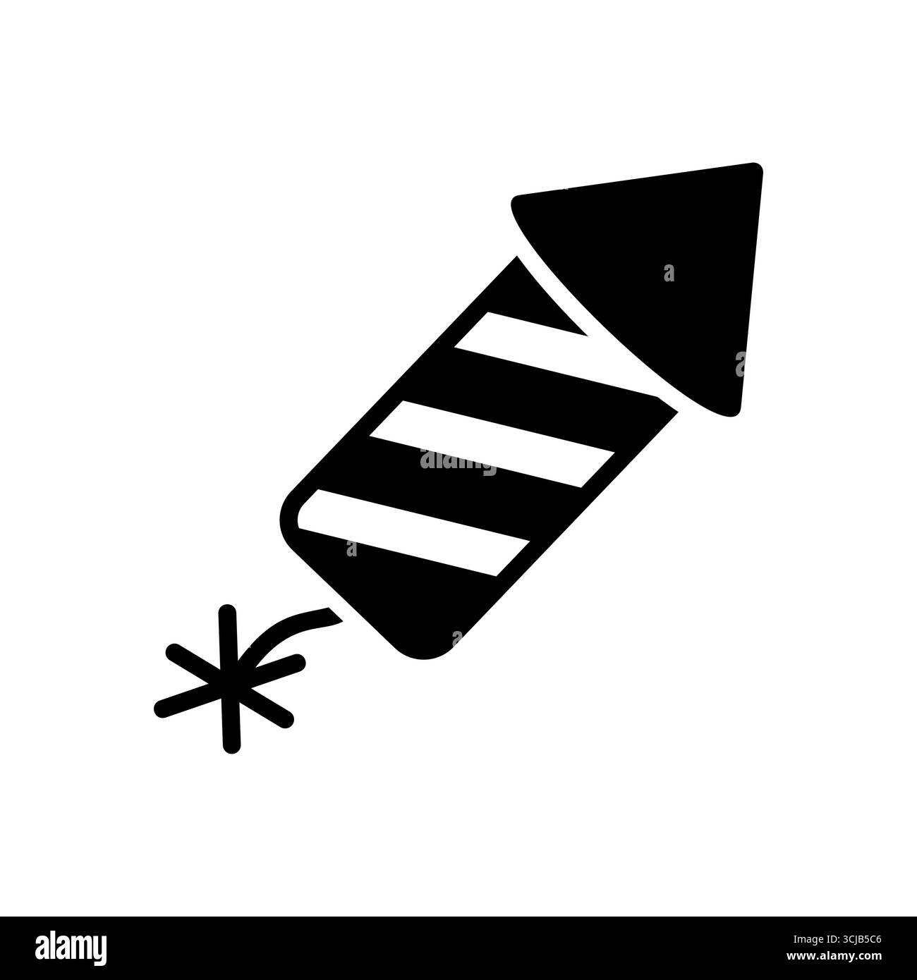 Une icône vectorielle propre et moderne d'un feu d'artifice de fusée, avec des lignes diagonales audacieuses et un fusible incandescent. Idéal pour les invitations à des fêtes, les promotions d'événements et Illustration de Vecteur