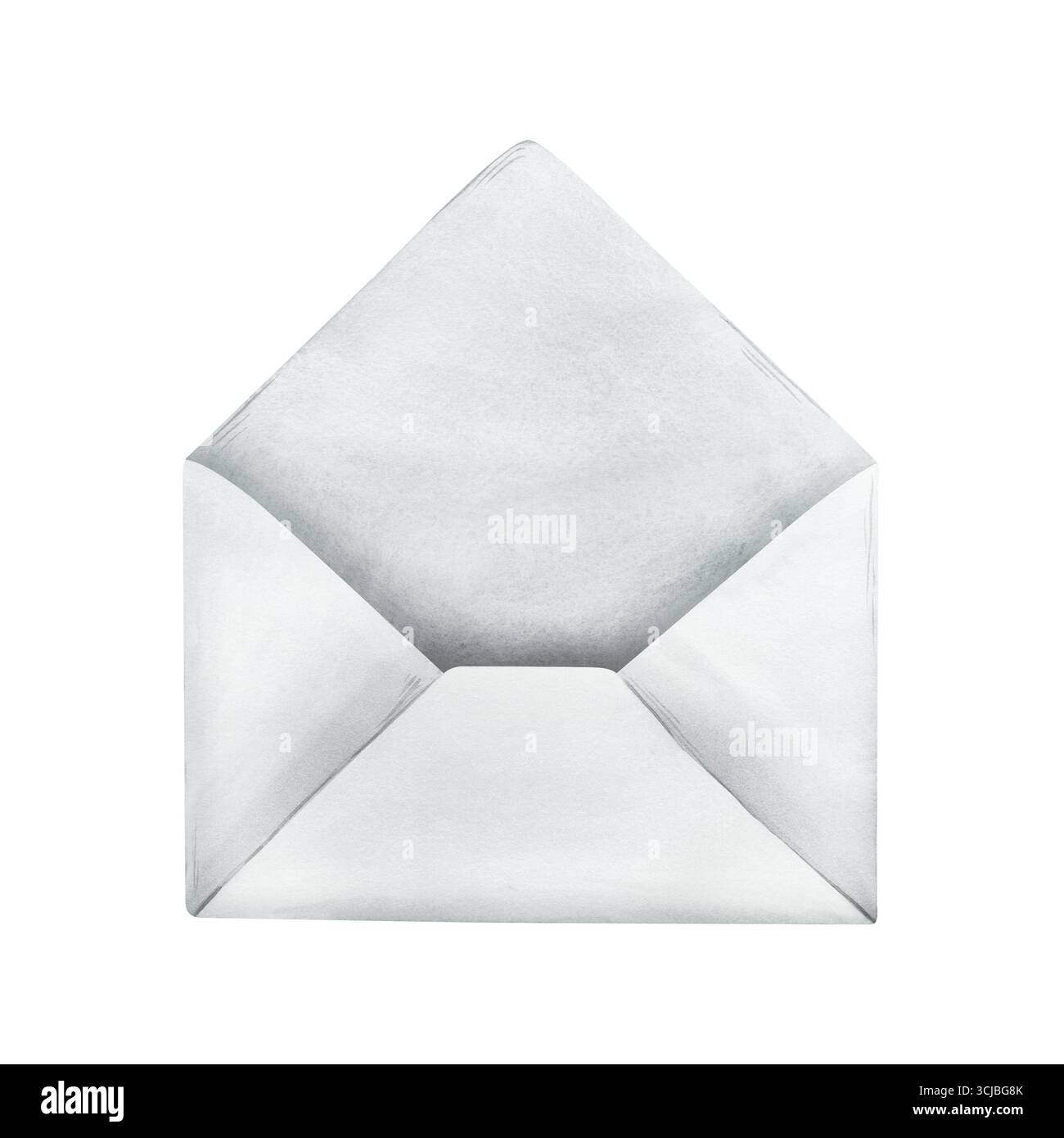 Illustration aquarelle peinte à la main de l'enveloppe blanche isolée sur fond transparent, élément festif élégant parfait pour les invitations de Noël Banque D'Images