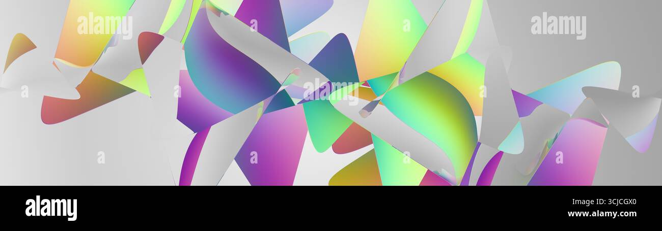 Cette image abstraite présente un design géométrique avec des couleurs dégradées vibrantes, y compris le rose, le vert, le violet et le bleu, créer un b dynamique et moderne Banque D'Images
