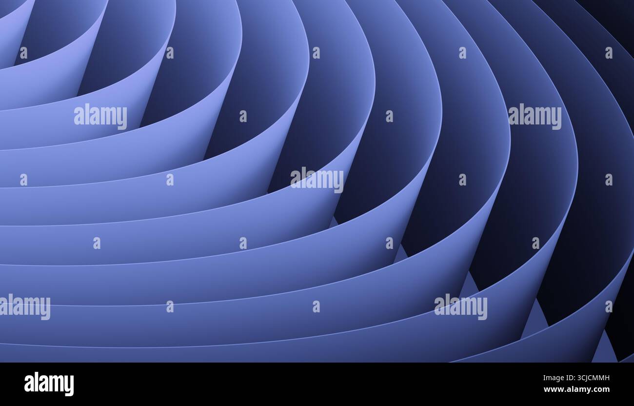 Un design abstrait 3D captivant avec des couches circulaires élégantes dans des tons bleus. Le motif sans couture crée un arrière-plan moderne parfait pour le numérique Banque D'Images